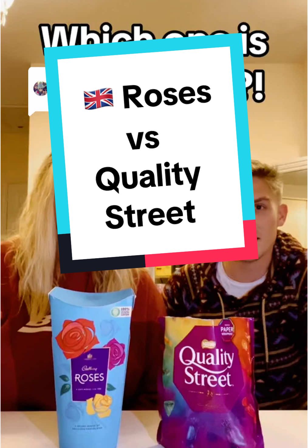 Replying to @Hope  🇬🇧 Roses vs Quality Street Who do you think should win?? #mortonsmunchies  #roses #qualitystreet #cadburyroses #qualitystreetchocolates #compare #comparison #fyp #tastetest #foodreview #americanlivingabroad #americanlivingintheuk #livingabroad #military #usaf #sahm #couple #couplegoals #Relationship @Brianna Morton @Morty Munches 