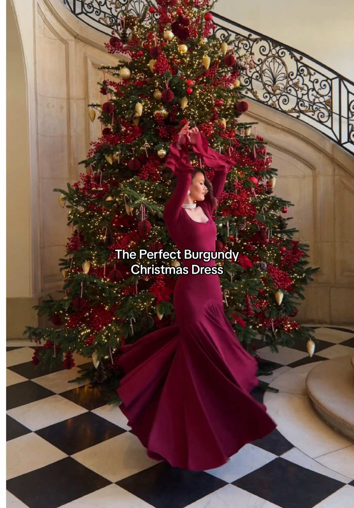 The Perfect Burgundy Dress for Christmas 🥀✨💌 @marbl.  #princessdress #oldmoney #oldmoneyaesthetic #oldmoneyoutfits #dreamdress #dresses #feminineenergy #burgundy #christmas 