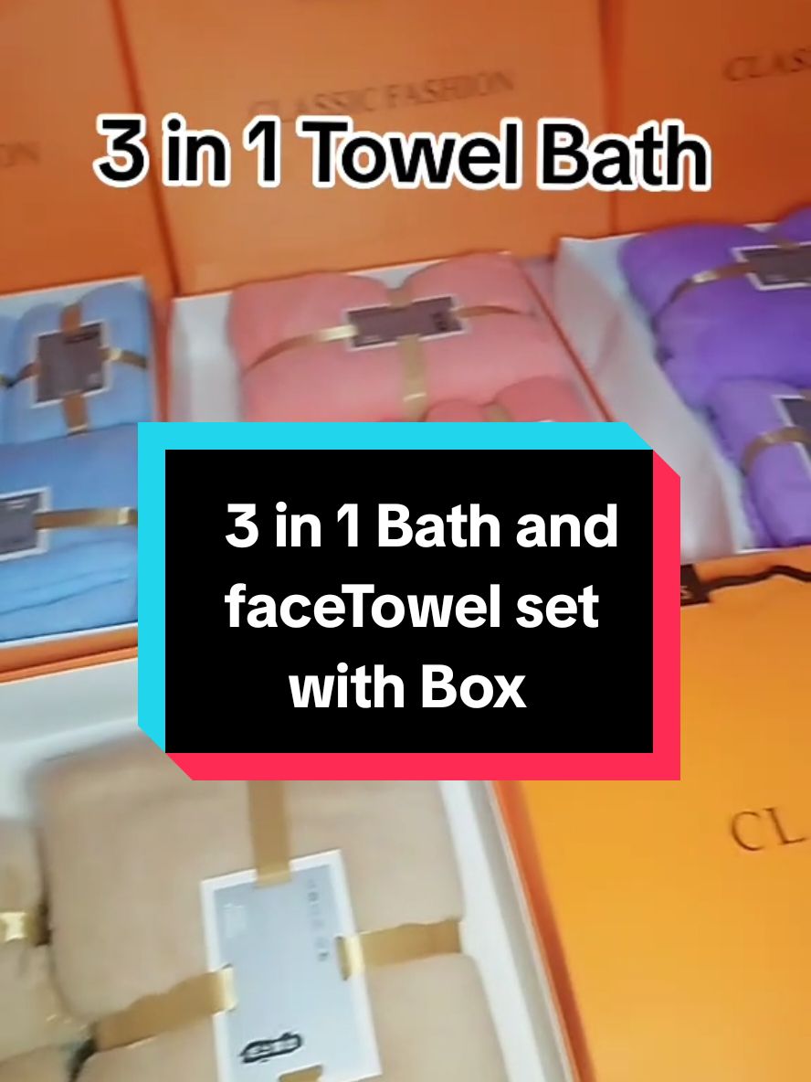 3 in 1 Bath and face Towel set with box, microfiber Coral perfect for gift. #Bathtowel #facetowel #3in1bathtowelset #giftideas #affiliate #tiktokaffiliate #tiktokshop #trending #trendingvideo 