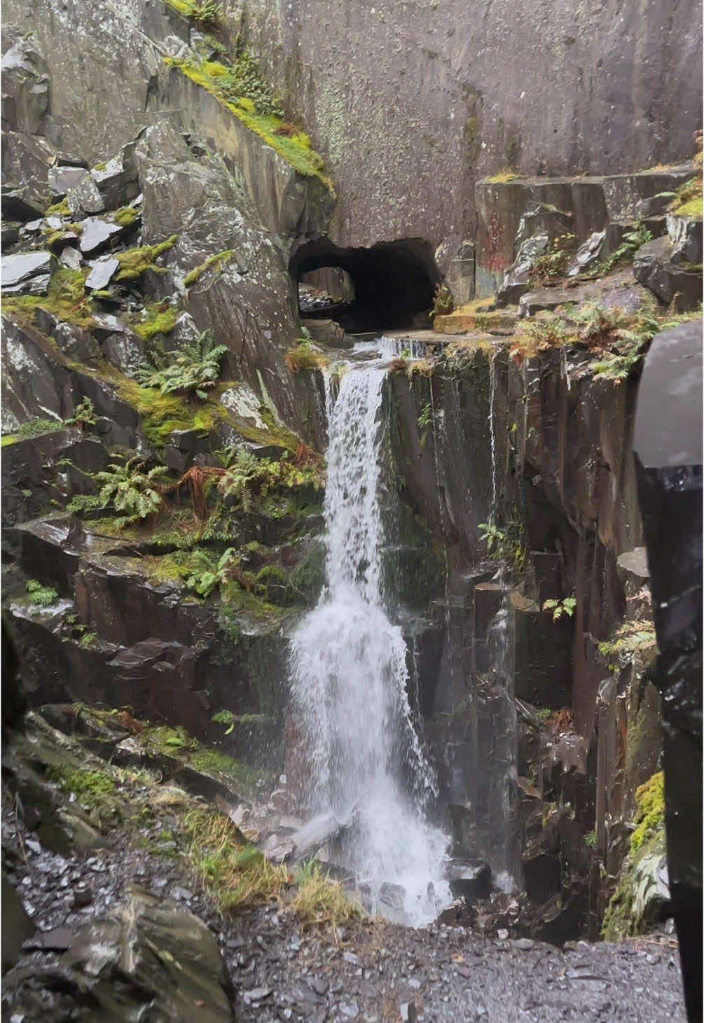 Hidden waterfall in North Wales Dinorwick Quarry 😍  📍LOCATION 👇🏻 Llanberis Caernarfon LL55 4TY Wales #Wales #hike #Hiking #exploring #waterfall #adventure #loveit #walking #Outdoors 