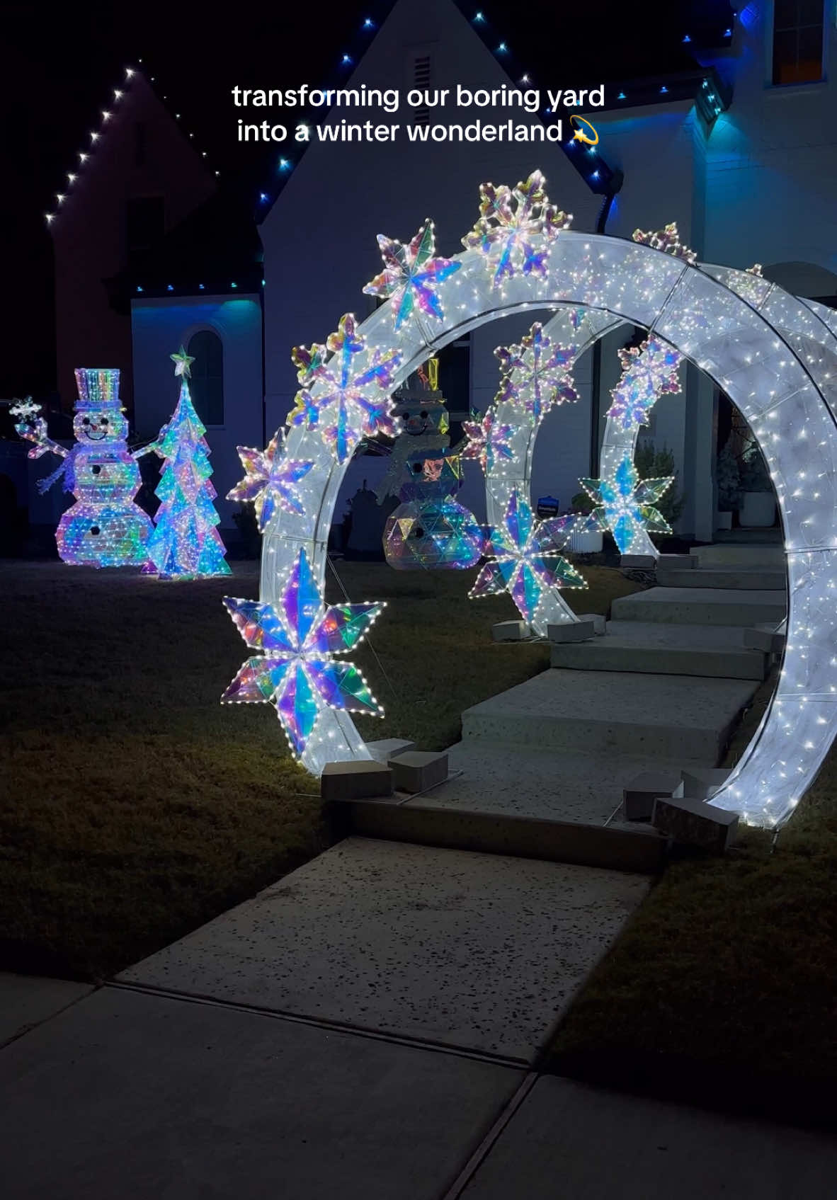 that time my husband bought a bunch of outdoor Christmas decor and I didn’t even know.. 😂  #christmaslights #christmasyard #yarddecor #permanentlights #prismatic #christmasdecoratingideas 