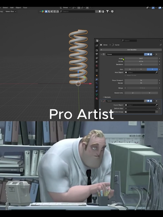 🎢 Noob vs Pro: ¿Cómo harías una espiral perfecta en Blender? 🤔 Mientras los noobs luchan por girar manualmente, los pros saben exactamente qué herramientas usar para lograrlo rápido y limpio. 🚀 Aprende el truco definitivo en este video y lleva tus habilidades de modelado 3D al siguiente nivel. 💻✨ #blendertips  #3dmodeling #noobvspro  #blendercommunity  #3dartist #blendertutorial 