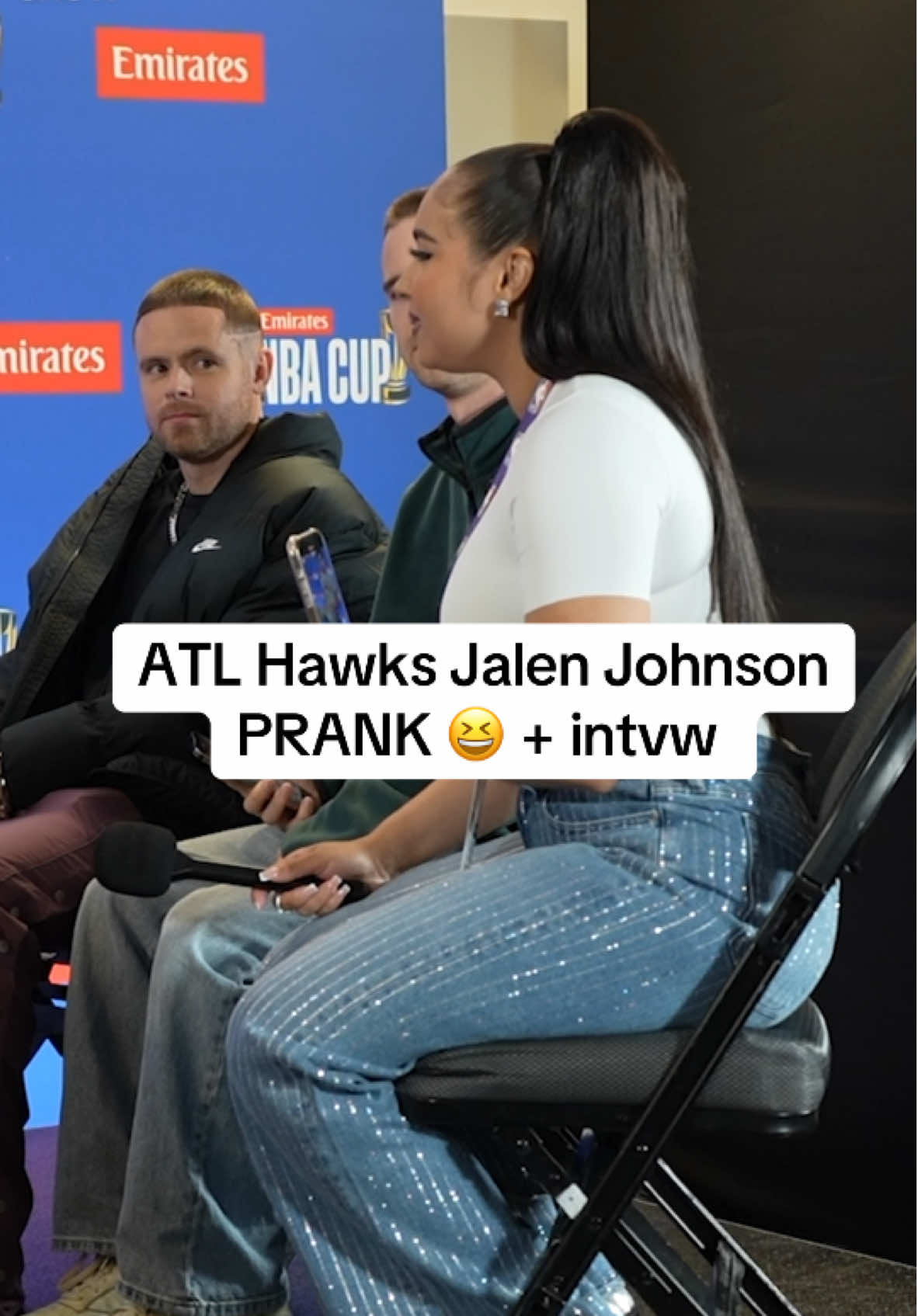 WAIT FOR IT 🤣 S/O Jalen Johnson for being a good sport! @NBA Cup Semifinals kick off today with the Bucks/Hawks at 4:30 ET, then OKC/Houston at 8:30ET🔥  #NBA #comedy #prank #interview #demetriaobilor #basketball #houstonrockets #atlantahawks #bucks #okc