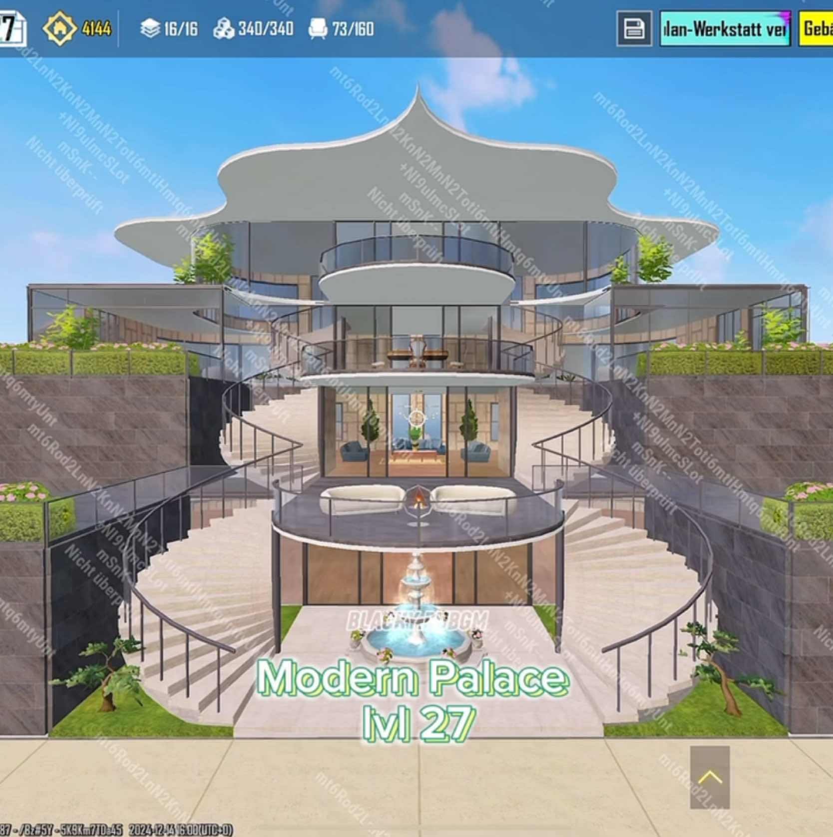 Build this Modern Palace with me. lvl 27 Code: 19182261 #pubghome #palace #code #fyp #homedesign #tutorial #garden #modern #creative #pubgm 