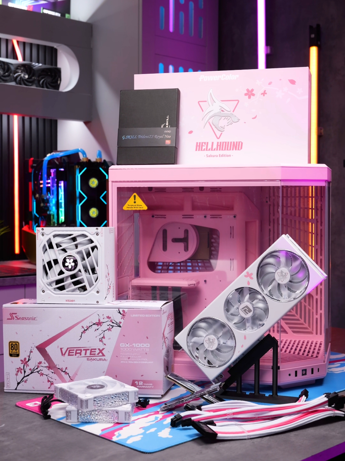 Who wants a pink glitter pc? I’ve been waiting all year to finally build this PC for you all! The pink Hyte Y70 case is perfect, and the PowerColor Sakura Edition GPU and matching PSU bring it all together, plus the Trident Z royal ram and glitter fans are the icing on the cake! Make sure you're following for a chance to win this pc!  #gamergirls #gamergirlsetup #gaming #pcgamingsetup #gamingsetups #pcbuilds #pcbuild #gamingpc #girlgamers #pcsetup #techtok 