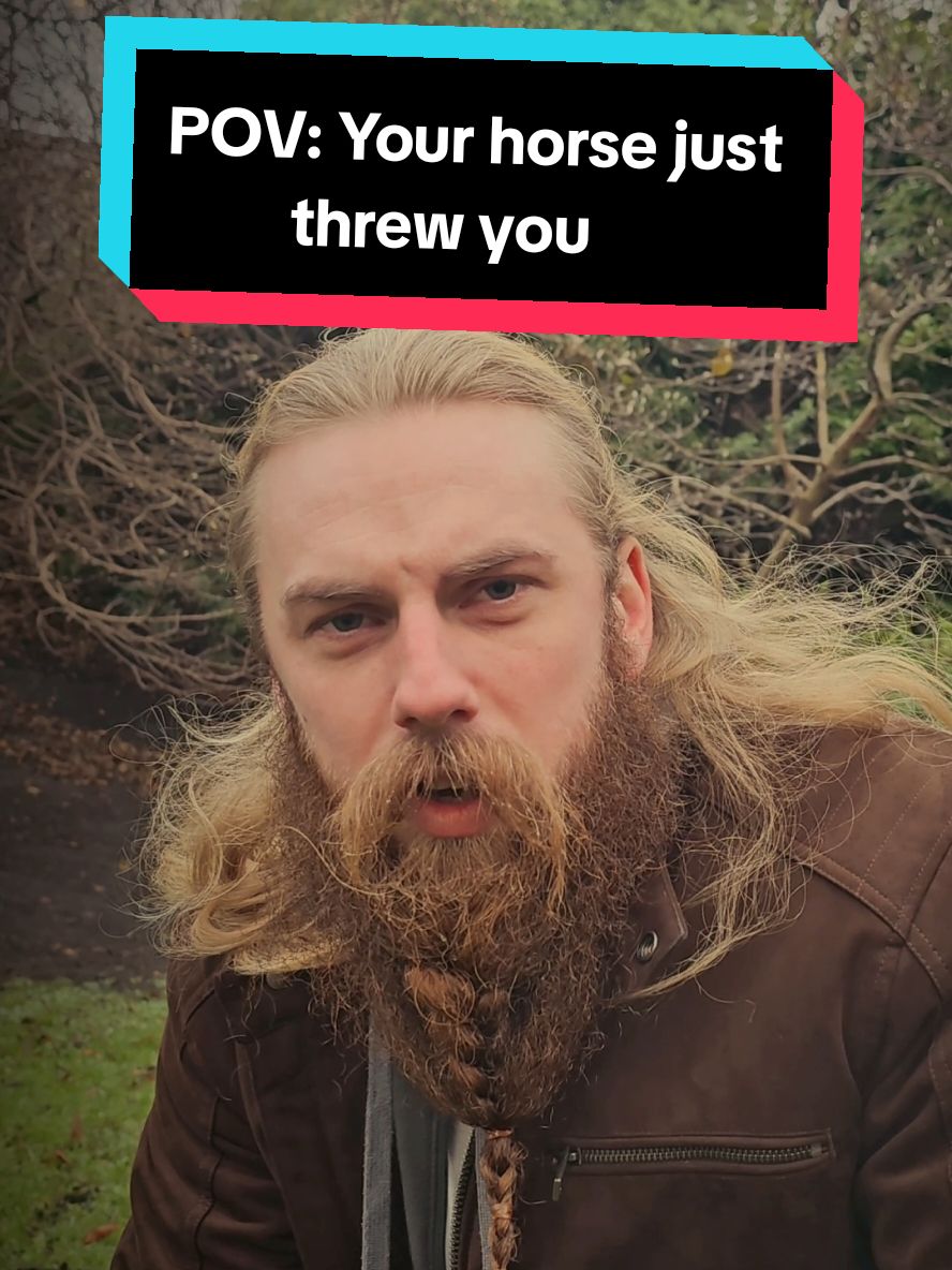 POV: Your horse just threw you. I feel there are two kinds of response to a situation like this, and THIS feels appropriately Scottish. Original clip by @Christian Brighty  #tartanviking #meninkilts #highlander #Scotland #scottish #tiktokscotland #scotlandtiktok #scottishtiktok #scotlandadventures #outlander #outlander #bloodofmyblood #stitch 