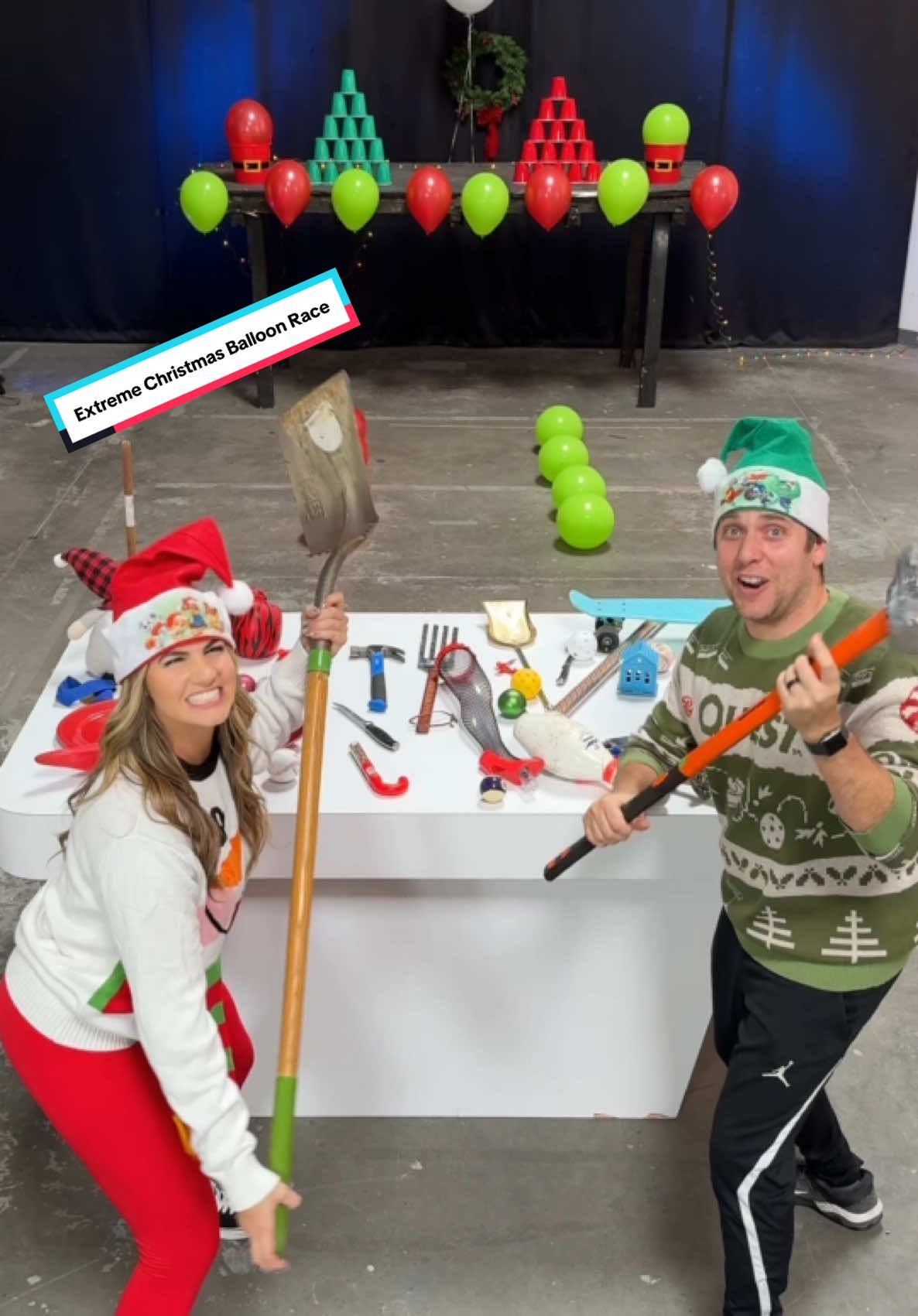 If this doesn’t put you in the holiday spirit… I don’t know what will! 🤣 🎅🏻 🎄 @Josh Horton #race #balloons #challenge #christmas 