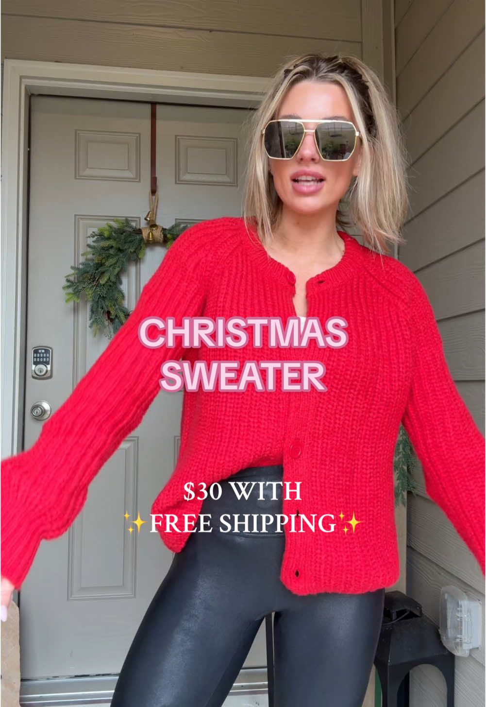 Such a perfect sweater for christmas 🤩🎄🎀✨ #christmasoutfit #christmas #momstyle #christmasparty #christmaspartyoutfit #sweaterweather #fyp #momtok #itgirl #tiktokshopfinds #tiktokmademebuyit 