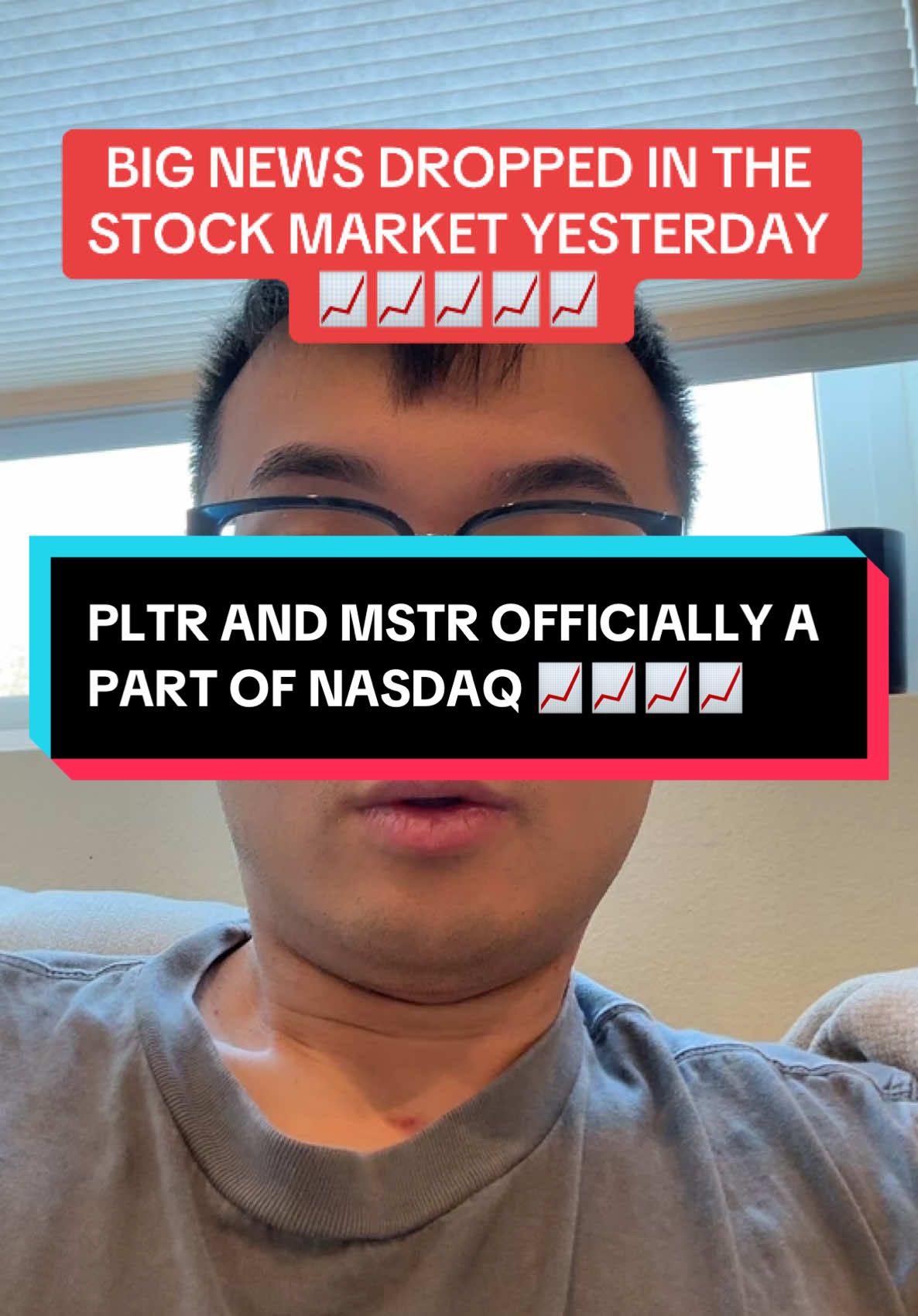 Big news in the dropped yesterday in the stock market! $PLTR and $MSTR are both a part of the Nasdaq 100 index! What are your thoughts on this? #fyp #viral #stockmarket #bitcoin #qqq #nasdaq100 #pltr #mstr