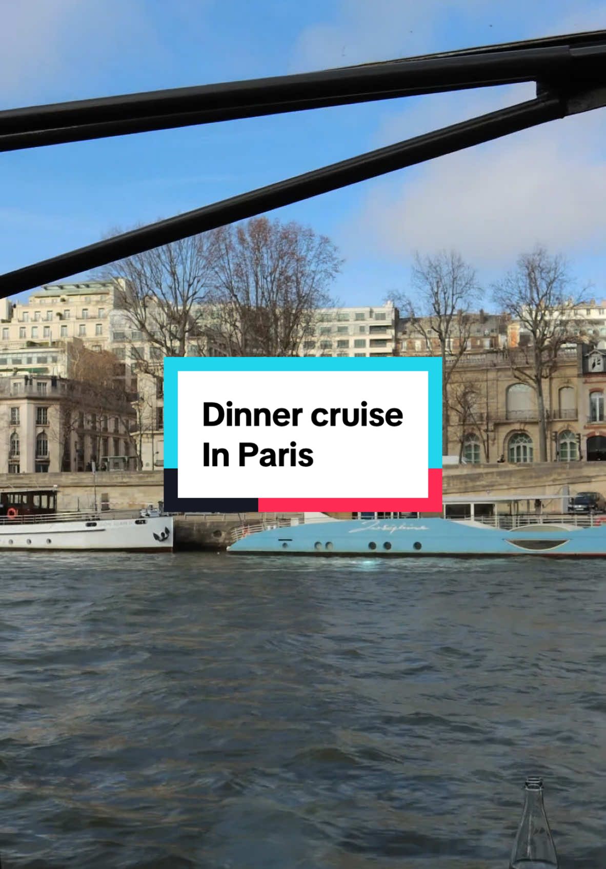 If you ever come to Paris and looking for a cool experience over the river Seine try having dinner or lunch here. Its very beautiful and food delicious #tiktokdisability #tiktokpartner #accessibletravel #traveltiktok #traveltips #cruisedinner 