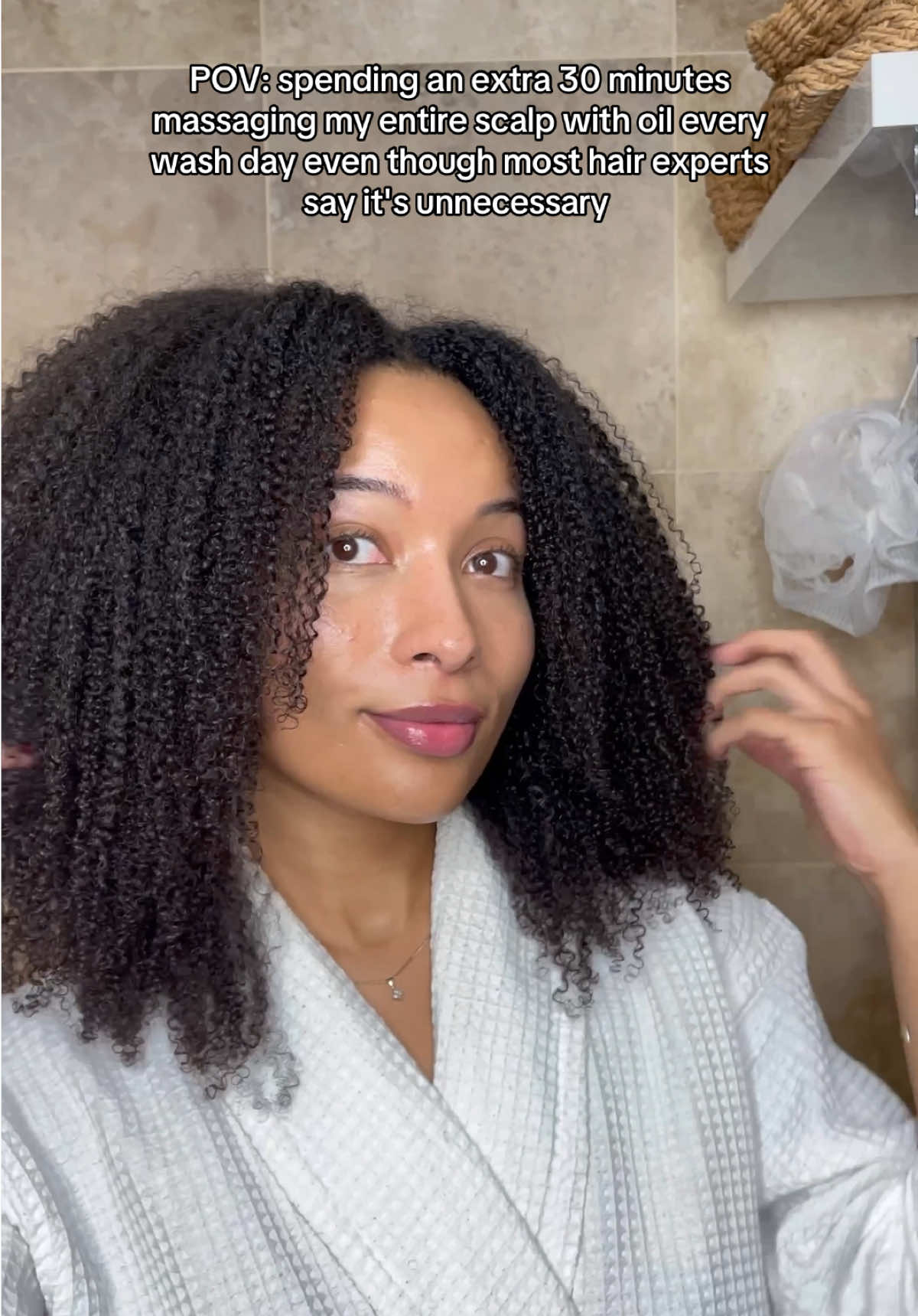 Are we team scalp massage or team dont waste your time? 👀 personally I love how it makes my scalp feel, its my favourite part of wash days and is so relaxing! You dont realise how much rension your scalp holds until you try it, honestly best feeling ever. I also like the thought of stimulating blood circulation and the benefits that could have on my hair #curlyhair #naturalhair #curlygirl #naturalcurls #naturalhairtiktok #afrohair #type4hair #4ahair #healthyhair #scalpmassage #scalpoiling #hairoiling 