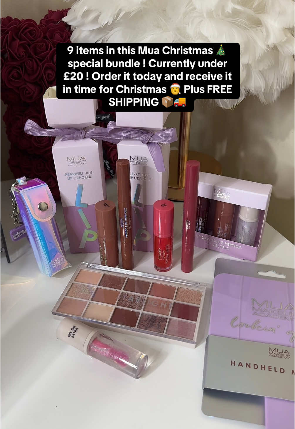 Replying to @gul786  Wow soo many products in this Christmas special bundle! Currently under £20 plus FREE SHIPPING 🚚📦. Order it today and receive it before Christmas 🎄❄️🤶. Makes a great Christmas gift and stocking filler too .  Click the link below to order ⬇️ . . . . . #muacosmetics #christmasgifts #makeup #makeupbundle #stockingfillers #tiktokmademebuyit #fyp #giftideas @MUA Cosmetics 