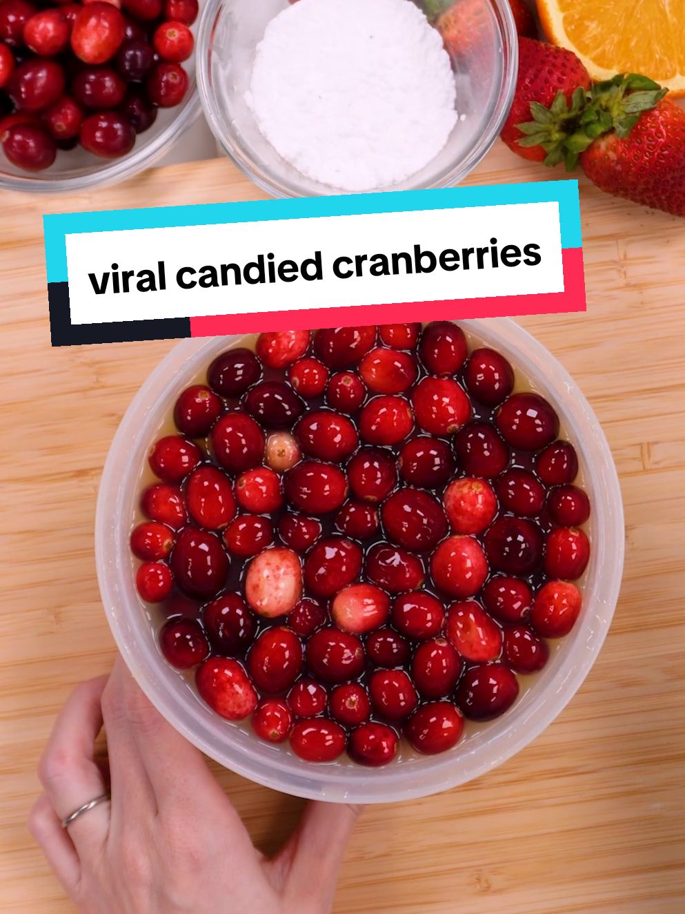 I tried making the viral candied cranberries  ✨Recipe: Cookies: cranberries powdered sugar orange juice sprite Directions: 1. In a container with a lid, pour in cranberries, then fill with half orange juice and half sprite and refrigerate for 24 hours. 2. Strain your cranberries, then toss heavily with powdered sugar. 3. Lay out your coated cranberries on a baking sheet, and bake at 200°F for 5 - 7 minutes 6. Refrigerate for another few hours to cool off, then serve and enjoy! 😊