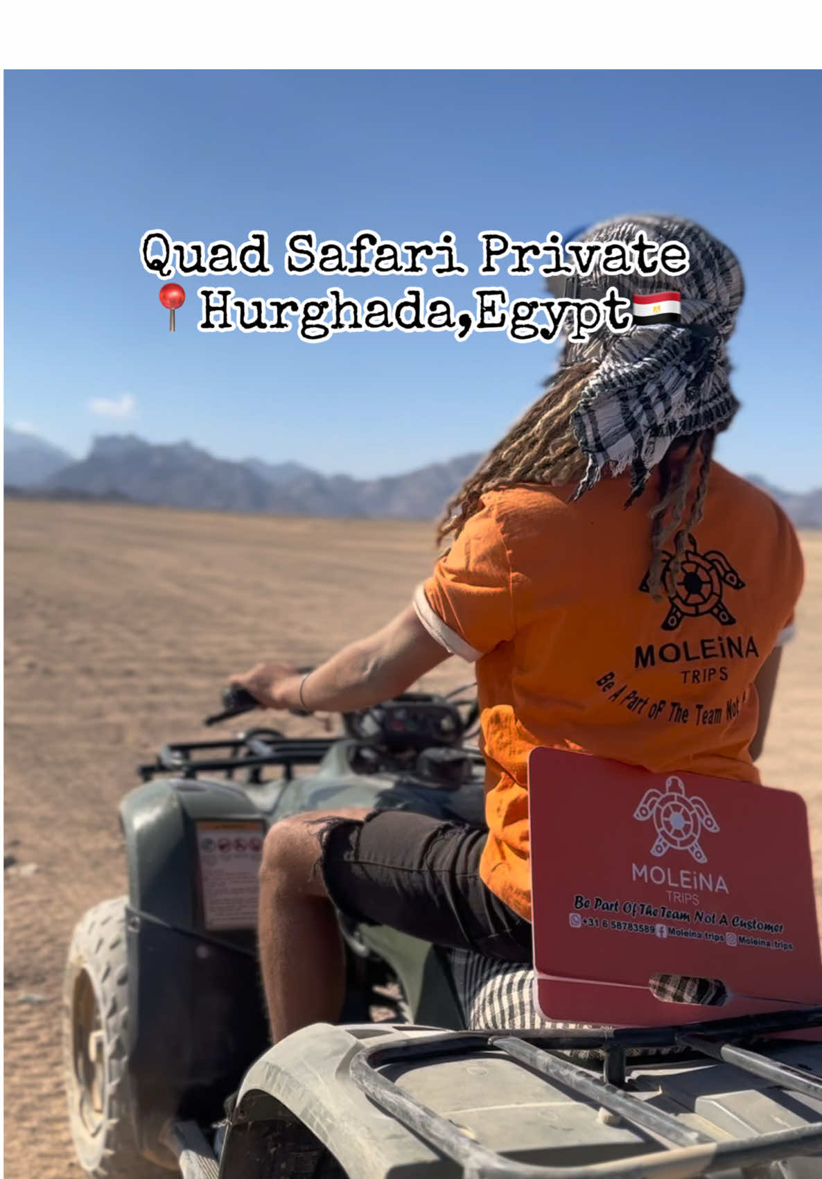 “Adventure awaits in the heart of Hurghada! 🏜️✨ Quad biking through the desert, meeting the incredible Bedouins, and experiencing a camel ride like no other. 🌅🐪 Unforgettable vibes and endless stories to tell. Who’s ready for this thrill? 🌟 #HurghadaAdventures #DesertVibes #QuadBiking #BedouinExperience #CamelRide #TravelEgypt #DesertDreams #AdventureTime #ExploreMore #BucketList”