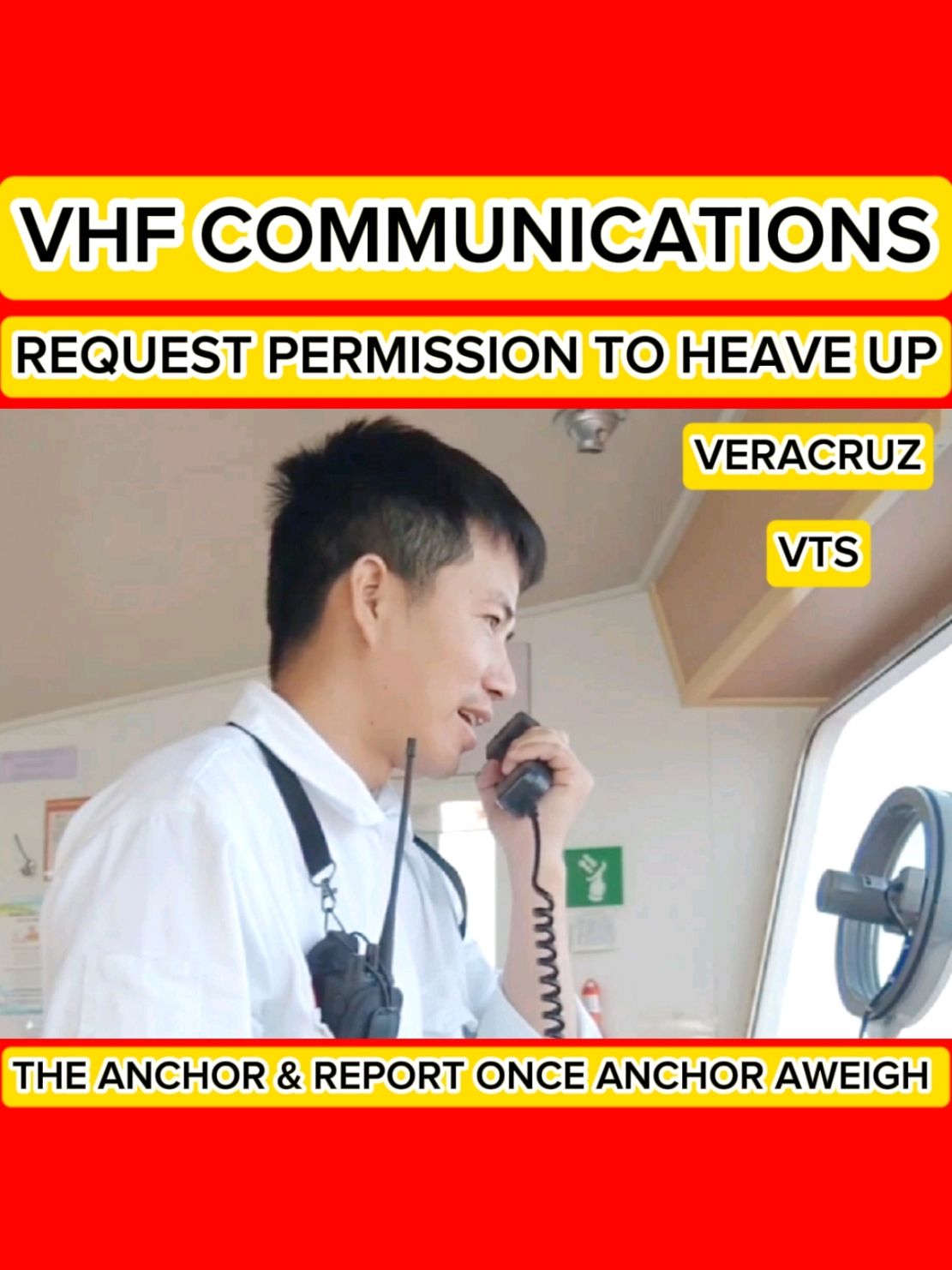 VHF communications/ Request the permission to start heave up the ⚓ & Report once anchor ⚓ aweigh_Veracruz VTS.  #foryou #vhfcommunication #english #vhf #lifeatsea #tutorial #fyp #vts #LearnOnTikTok #seamantiktok #seafarerslife #thuythuvienduong #foryoupage #xuhuong #trending #tutorial #viral 