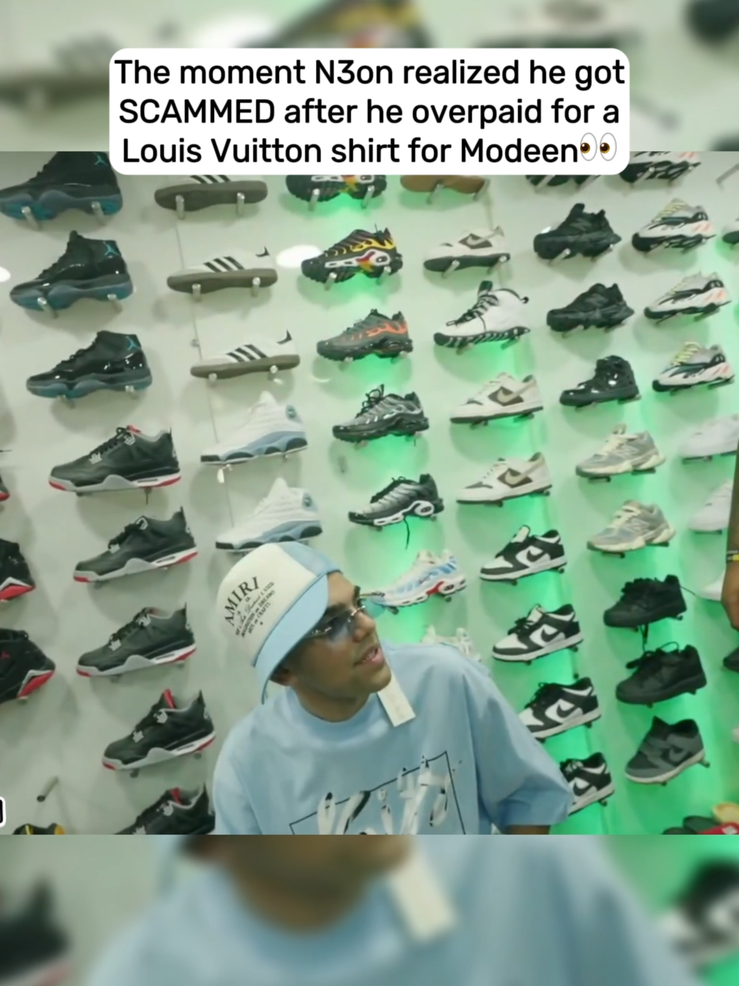 The moment N3on realized he got SCAMMED after he overpaid for a Louis Vuitton shirt for Modeen👀 #n3on #n3onclips #viral #fyp #modeen #modeenlive