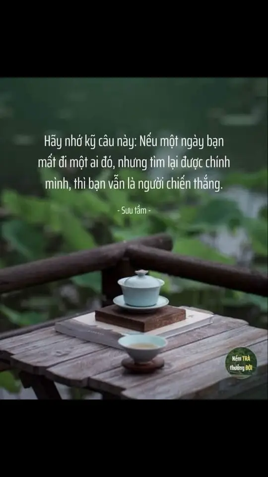 Hãy nhớ kỹ câu này: Nếu một ngày bạn mất đi một ai đó, nhưng tìm lại được chính mình, thì bạn vẫn là người chiến thắng. Tôi hy vọng rằng bạn sẽ không còn gồng mình đi theo những gì không xứng đáng, bạn sẽ mạnh mẽ và độc lập hơn ngày hôm qua, tôi hy vọng bạn có thể nhận ra chính con người mình. 