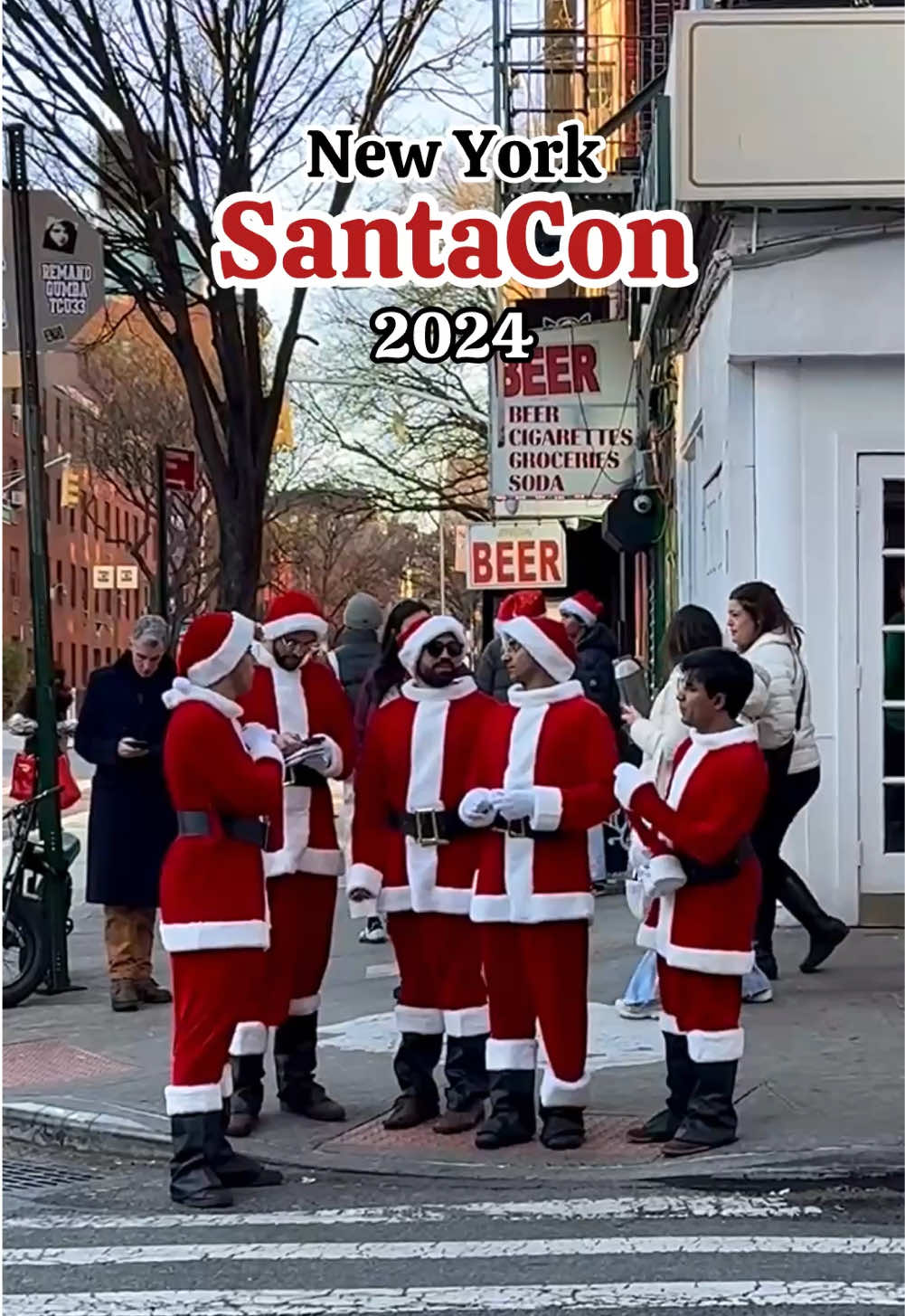 Santas take over NYC 😄🎅❤️🎄 #santacon #santaconnyc #santacon2024 #santaclaus #santa #christmasinnewyork #nycchristmas #nycblogger #nycevents #nycbars #nyclife #christmasvibes #christmasmood #christmascosplay #santacostume #christmasiscoming #redone #krampus #christmaseve 