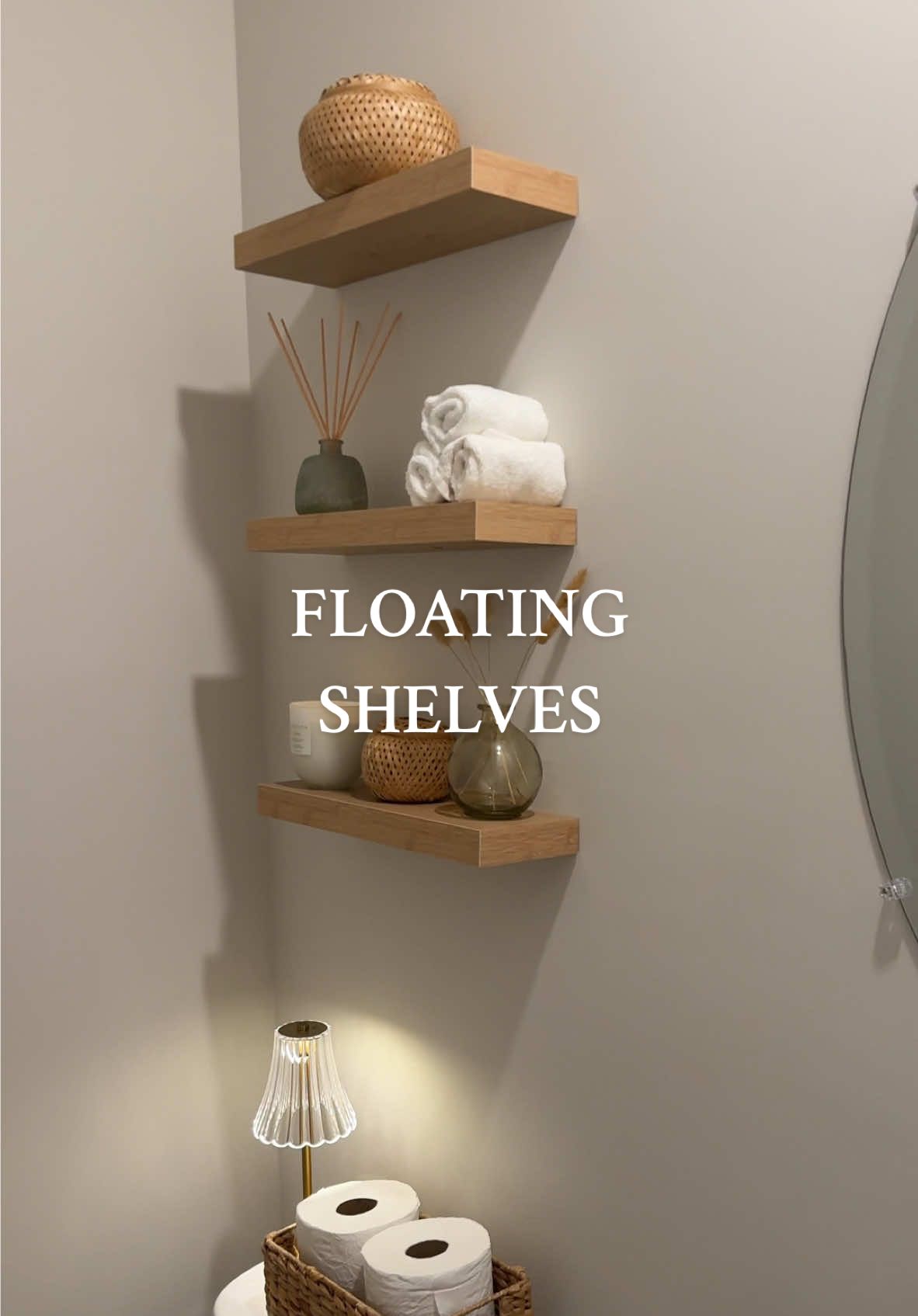 feels so cozy, these are perfect for small spaces  🙌🏼✨ #floatingshelves#bathroom#bathroommakeover#Home#TikTokShop#tiktokshopfinds#TikTokShopHolidayHaul#tiktkshopgiftguide