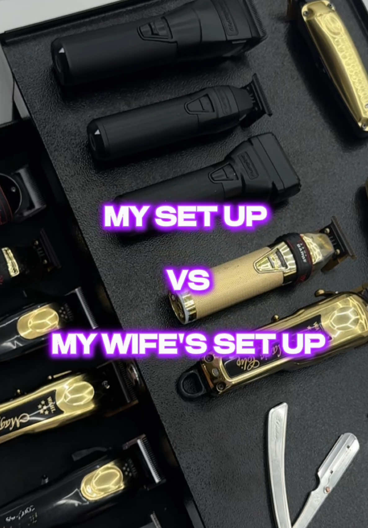 My set up VS My wife’s set up  #vinnievu #barbertahls #setup #funnybarber #tools #mysetup #barbersetup #barbershop #mywife #wife 