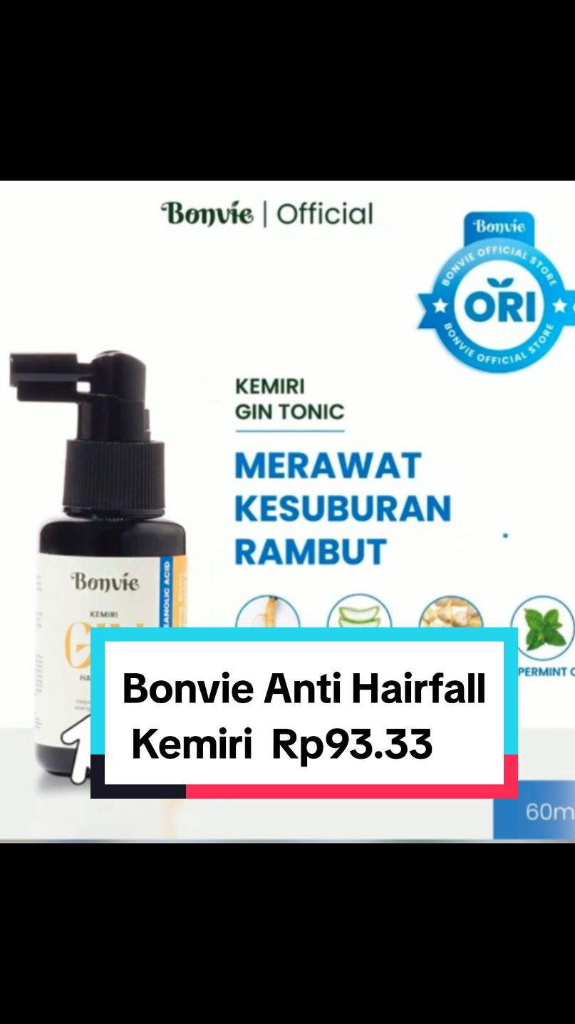 Bonvie Anti Hairfall Kemiri Gin Hair Tonic 60ml Rp93.334 #hairtonic 