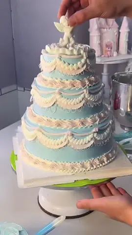1min Vintage 3layer wedding cake #fyp #cakedecorating #chritmascake #3layercake 