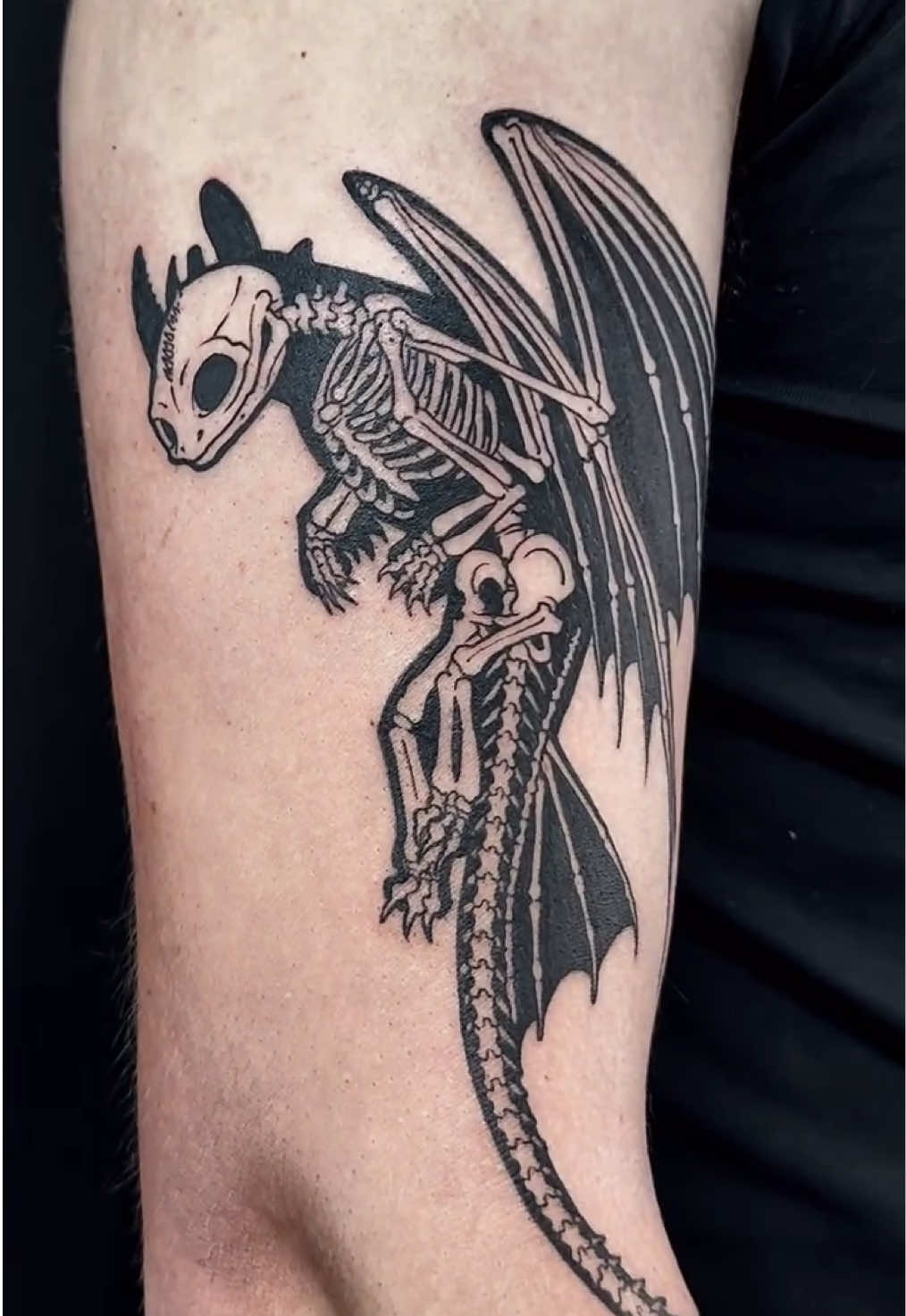 Artist • @Roy Veksler Toothless the Dragon X-Ray #toothless #tattoo #tattooart #ink #fyp #fypシ゚viral 