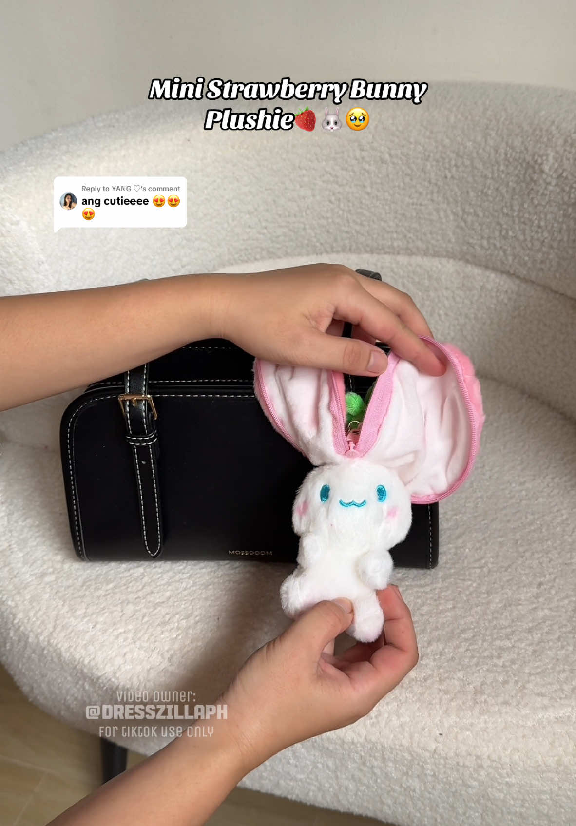 Replying to @YANG ♡ May mini version din netong Strawberry bunny plushie na pwede dalhin lagi at ilagay sa bag🥹🍓🐰 #plushies #miniplushie #giftidea #gift 