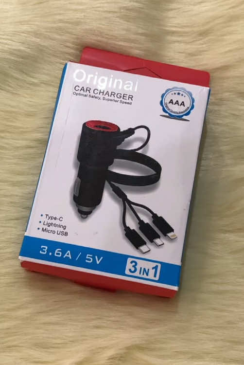 CAR CHARGER ADAPTOR WITH BUILT IN 3 IN 1 CABLE. TRY NOW! #caradaptor #caraccessories #carcharger  #TikTokShop 