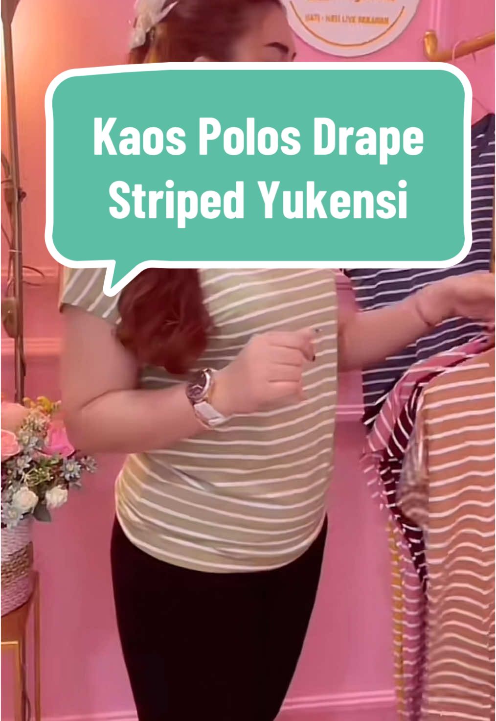 Kaos Polos Drape Striped Yukensi  #kaoswanita #belilokal #TikTokShop #tiktokshopindonesia 