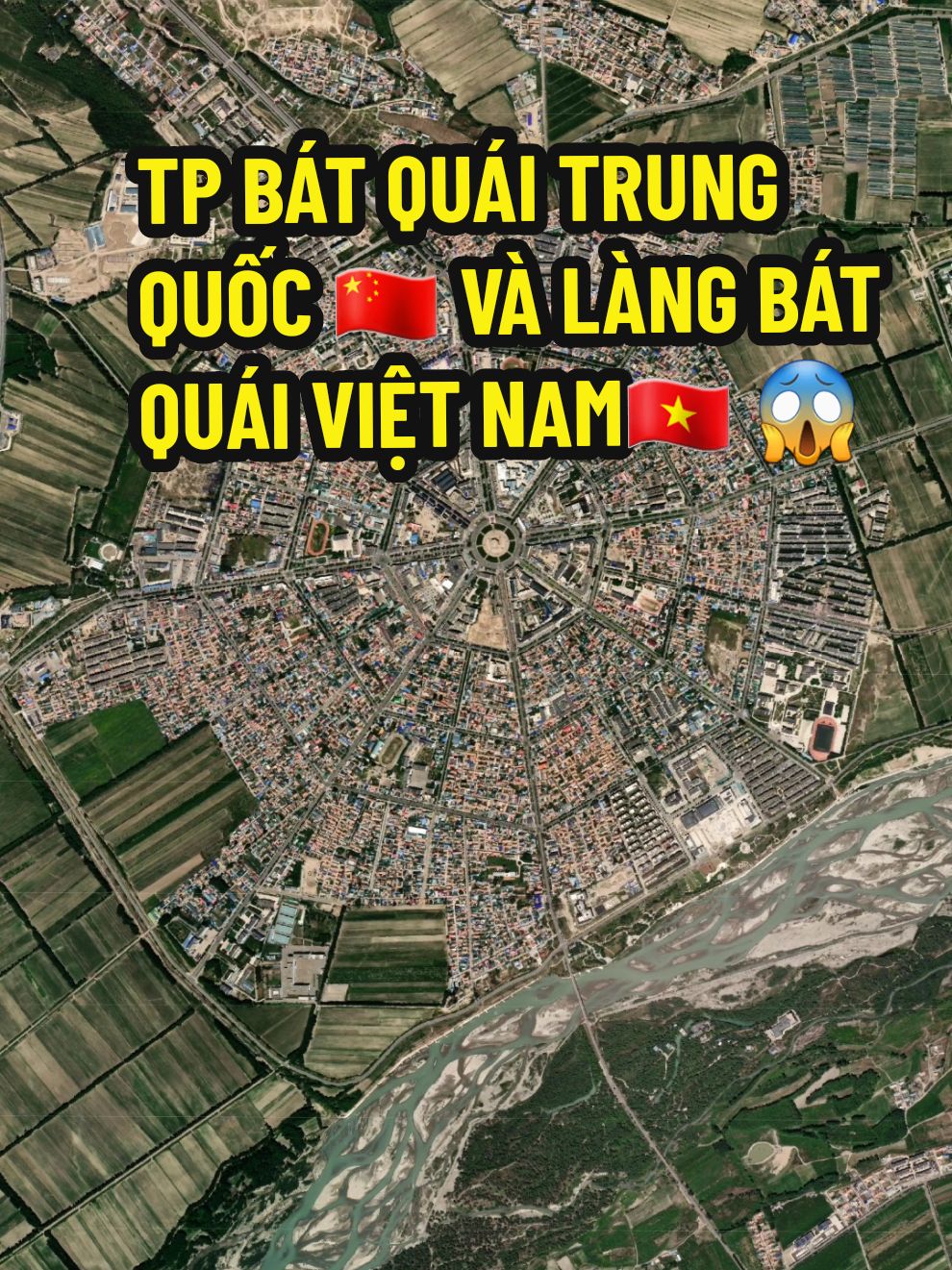 Thành phố bát quái Trung Quốc và Làng bát quái Việt Nam. Đây là thành phố bát quái lớn nhất thế giới không đèn giao thông và không kẹt xe có tên Đặc Khắc Tư hay Tekes ở khu tự trị Tân Cương, Trung Quốc. Với diện tích thành bát quái khoảng 4km². Trung tâm và vòng thứ nhất là quảng trường có hình âm dương, vòng thứ hai là khu nhà dịch vụ công cộng và cửa hàng, vòng thứ 3 là khu dân cư. Tên 8 ngả đường cũng tương ứng với 8 quẻ trong kinh dịch.  Bát quái là 8 quẻ trong Đạo Giáo và khái niệm này ở Việt Nam cũng khá phổ biến nên Việt Nam cũng có một nơi quy hoạch theo Bát Quái Đồ, đó là làng Tân Hà ở Thành phố Bảo Lộc, Lâm Đồng. Điều thú vị là trung tâm làng Bát quái này lại là Nhà thờ giáo xứ Tân Hà chứ không phải cơ sở Đạo giáo.  Thế nào, bạn đã đến những nơi này chưa, hay có biết thêm điều thú vị gì không, nếu thấy video thú vị, xin hãy chia sẻ và để lại bình luận cho mình nhé. #langbatquaivietnam #thanhphobatquai #langtanha #thanhphotekes 