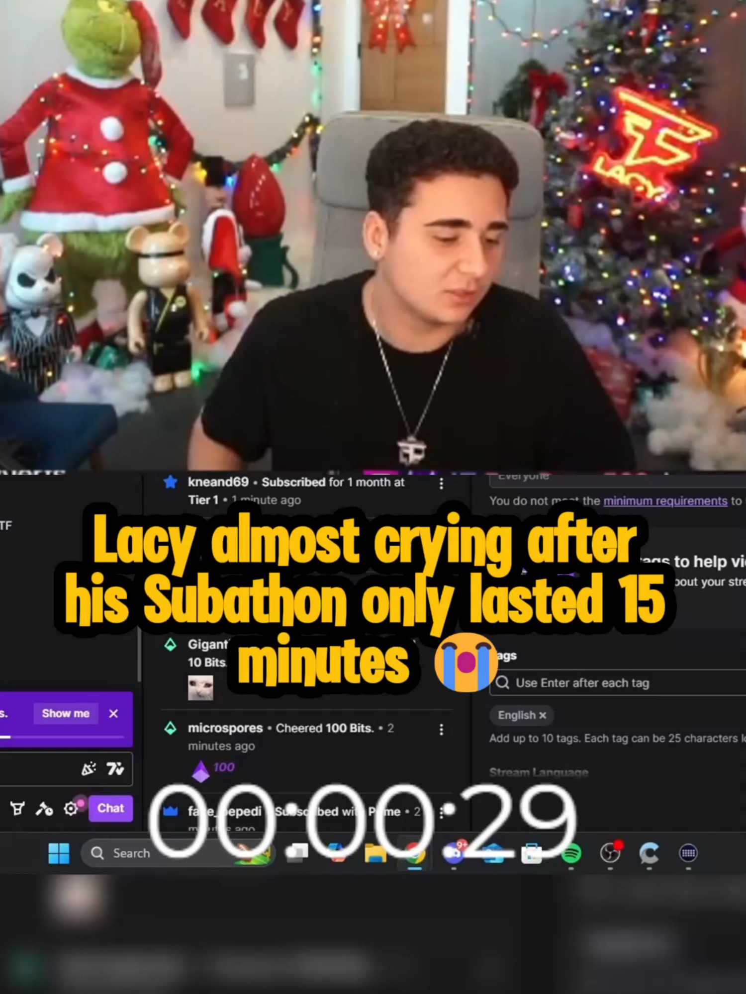 Lacy almost crying after his Subathon only lasted 15 minutes 😭 #lacy #fyp #viral #trending