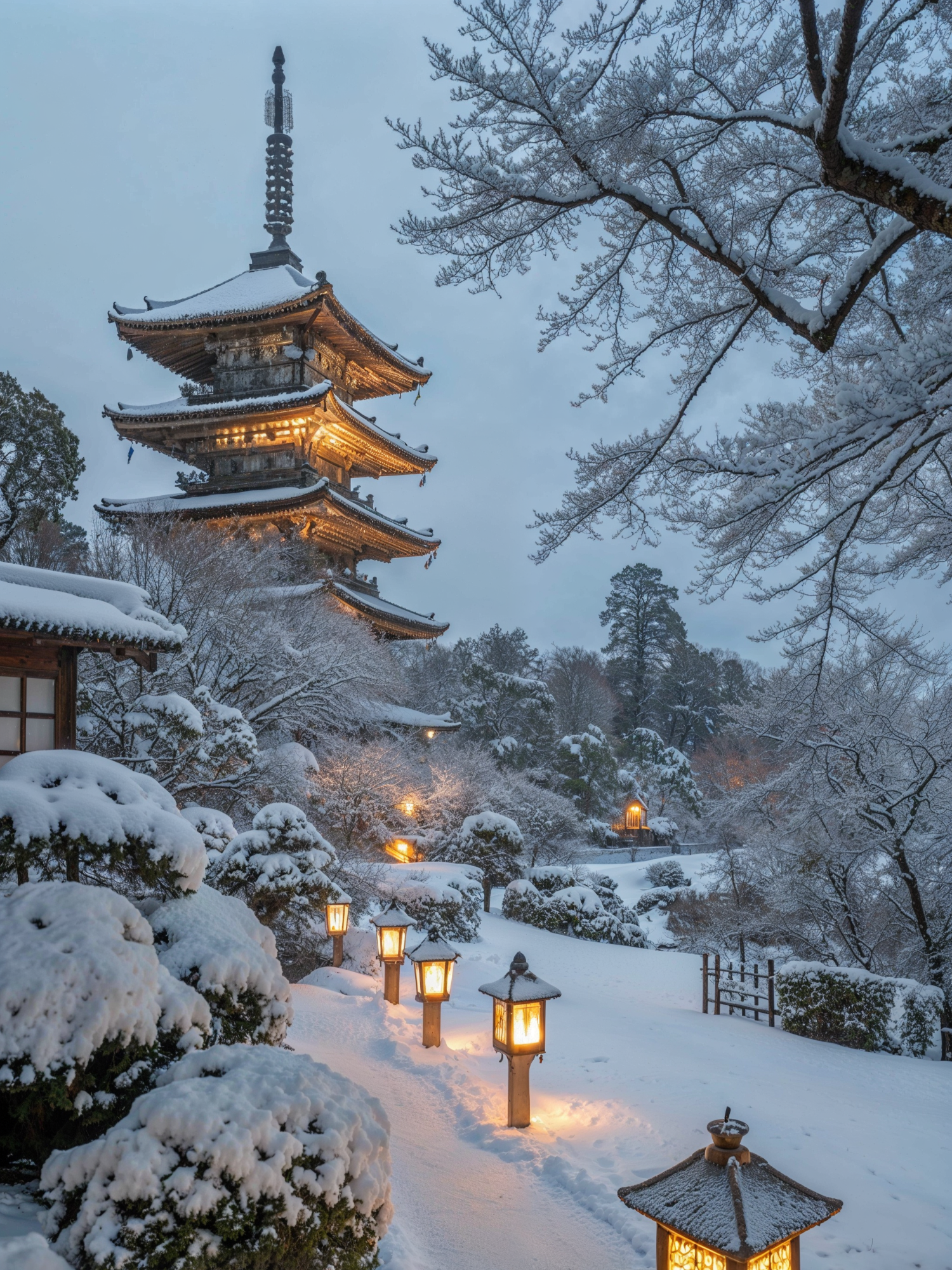 冬に包まれて⛄(AI動画 #冬 #japan#癒し#絶景 #beautiful #landscape #aiart