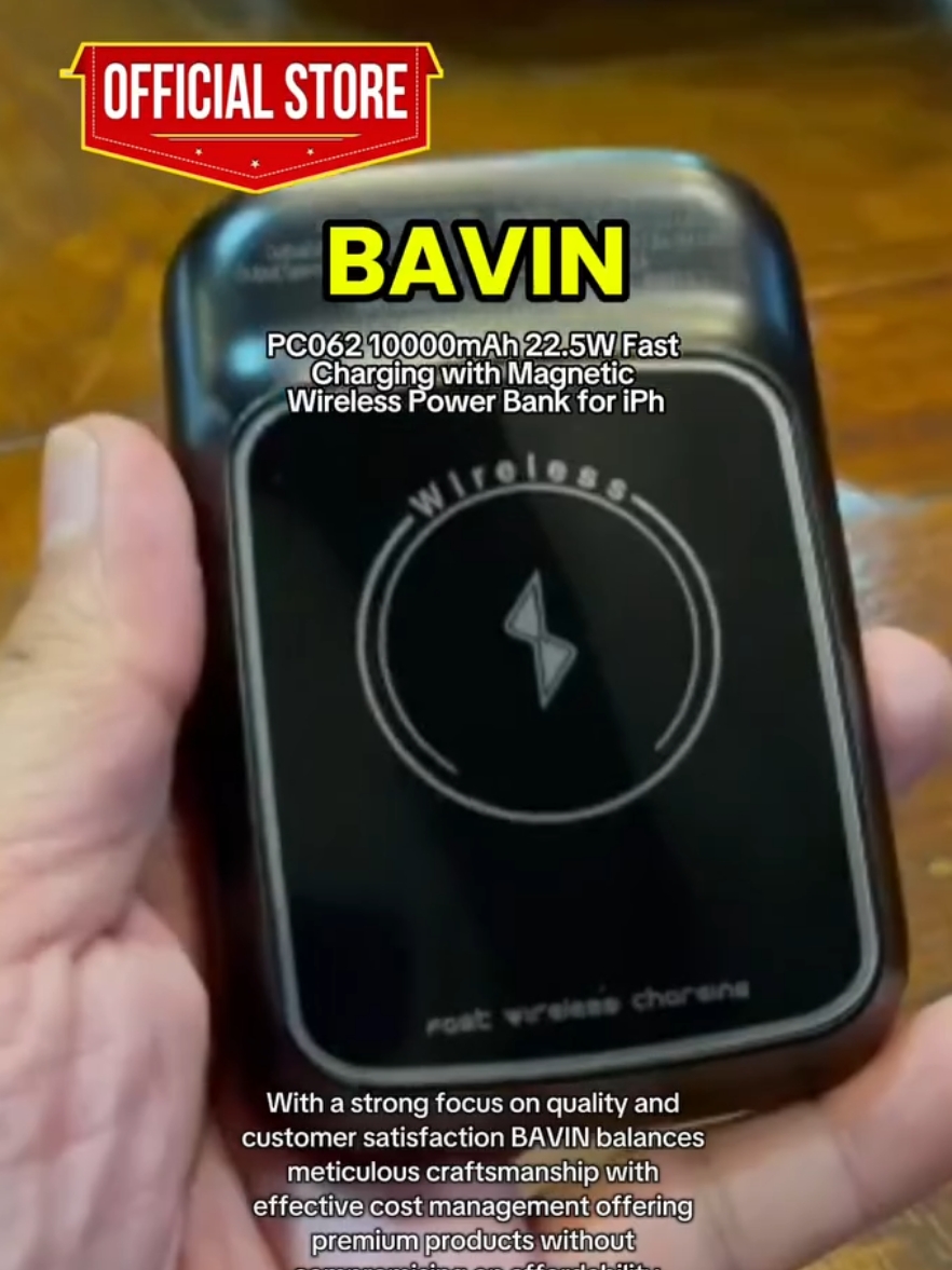 BAVIN PC062 10000mAh 22.5W Power Bank Magnetic Wireless Fast Charging Charging w/ Magnetic Ring