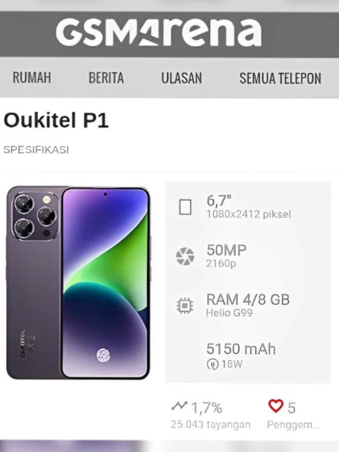 Hp baru lagi tapi kok desain mirip 😅, Oukitel P1 hp dengan chipset mediatek helio g99 dengan desain futuristik 😁 #fyp #fypシ゚ #fyf #lewatberanda #masukberanda #lewatberandafyp #masukberandafyp #smartphone #gadget #bahasgadget #fypシ 