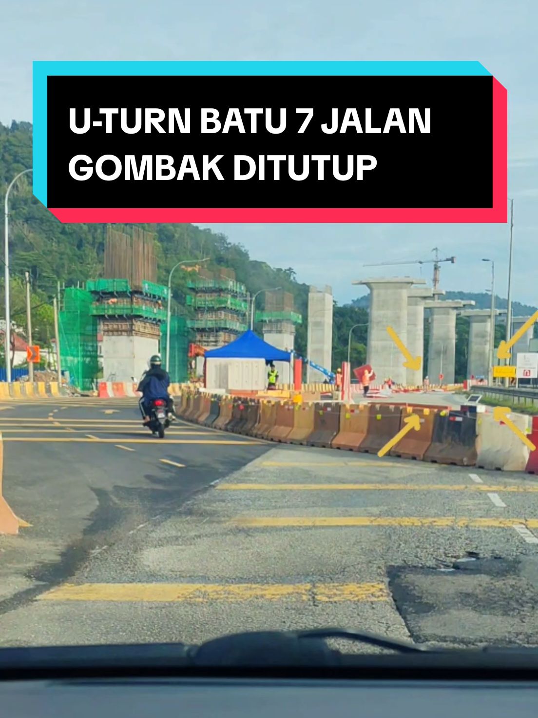 U-TURN BATU 7 DITUTUP SEMENTARA Disebabkan kerja-kerja pembinaan laluan ECRL, trafik di Batu 7 Jalan Gombak akan dilencongkan bermula hari ini. Laluan U-turn tersebut juga ditutup bagi kedua-dua hala. Harap maklum. #TrafikAsalGombak #AsalGombak #Gombak #JalanGombak #GombakProblem #ECRL #ECRLProject 