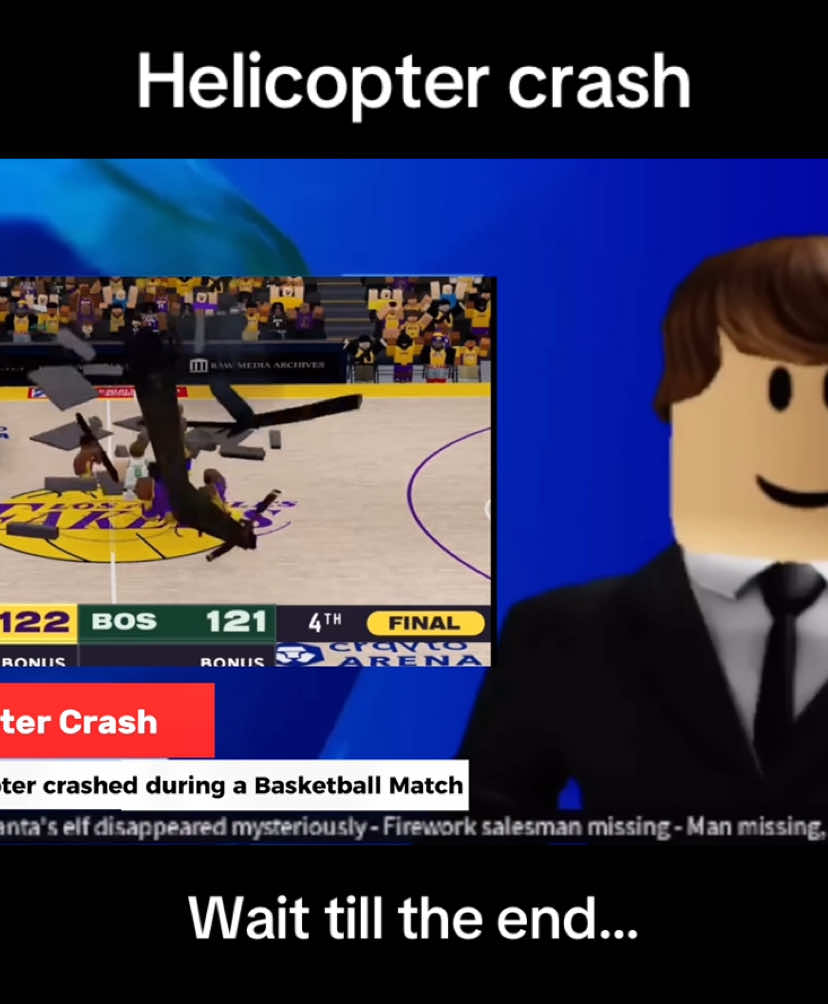 BreakNews: A helicopter crashed inside a basketball stadium during a match. Unfortunately there were injuries but zero deaths. #robloxnewsreporter #robloxtragedy #Robloxnews 