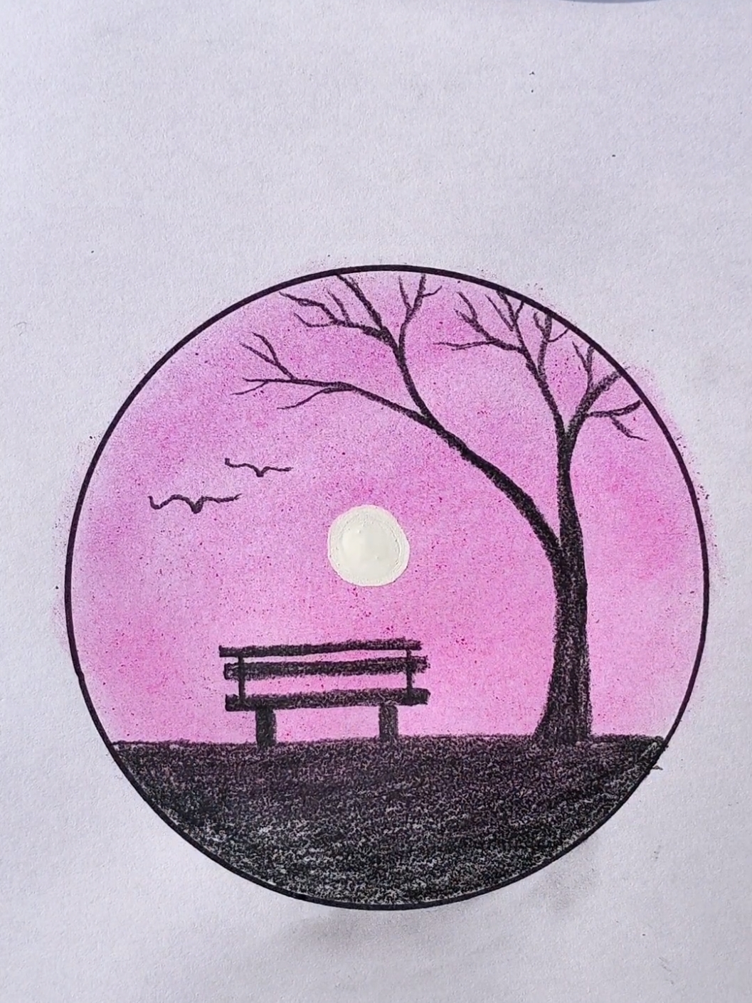 Beautiful easy circle scenery drawing ❤️#drawing #muneebdrawing @Muneeb drawing 