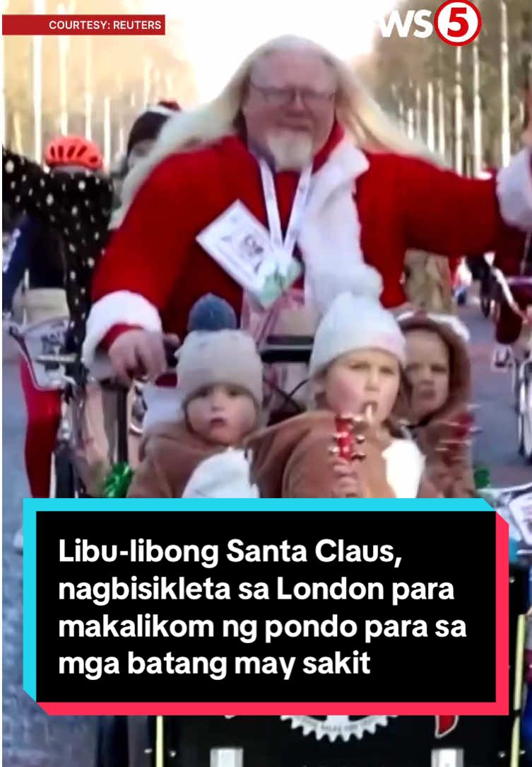 Mahigit 1,200 na mga #SantaClaus ang nagtipun-tipon at nagbisikleta sa #London upang makalikom ng pondo para sa mga batang may sakit. #News5