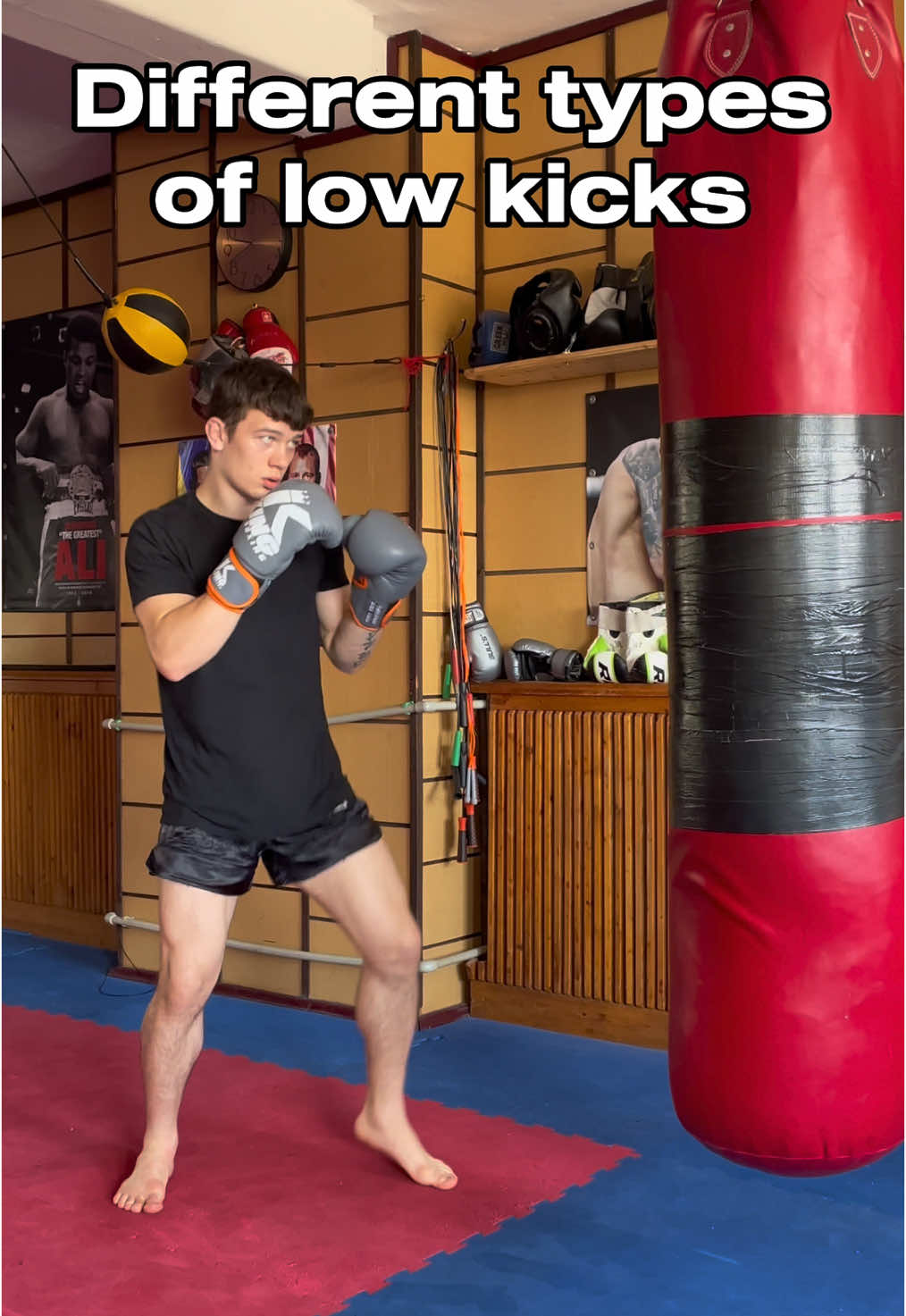 Different Types Of Low Kicks🥊 • Link to the gloves I use is in my bio👆 • #muaythai #kickboxing #mma #boxing #tutorial #fighter