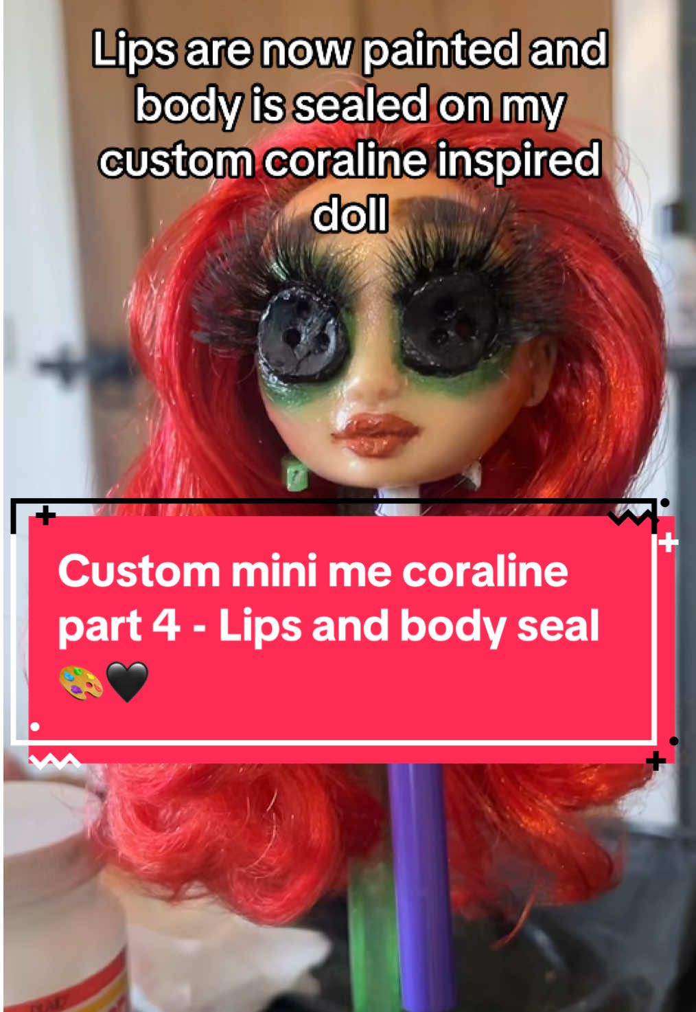 Mod podge will be the death of me #plussize #plussizedoll #dollcustom #coralineinspired #coralinedoll #coraline #coralineminime #minime #vinted #foryoupage #fyp #foryou 