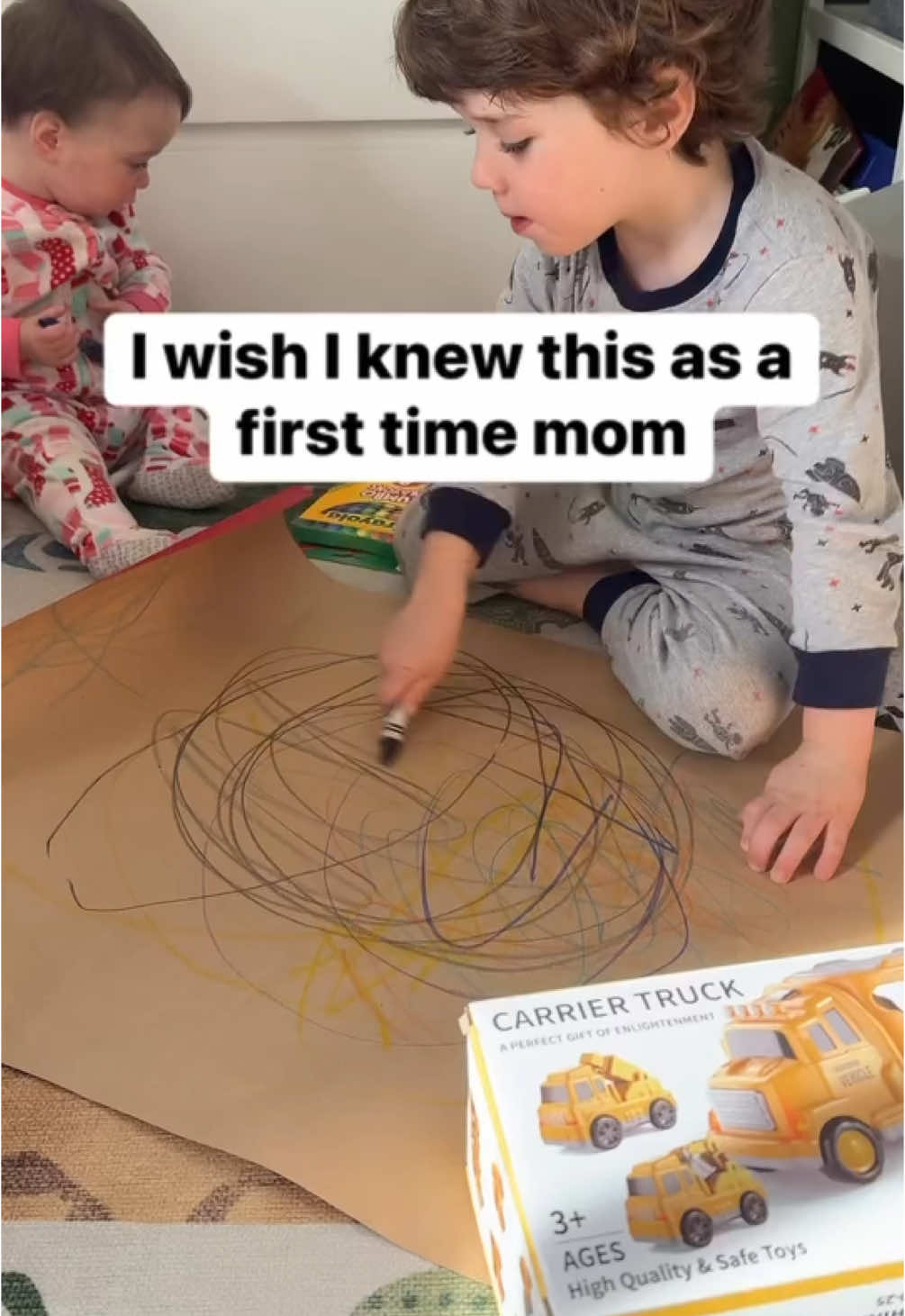 Let kids decorate the wrapping paper #wrapping #presents #mom #kids #toddler 