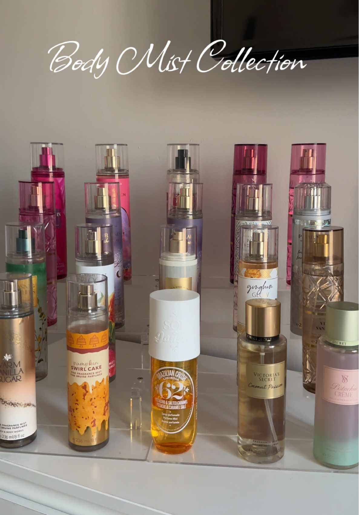 What’s your favourite body mist? Here’s my body mist collection. I use these to layer my perfumes so I can smell good all day. @Bath & Body Works  @Sol de Janeiro  @victoriassecretfrance  #bodymist #musthavebodymists #smellgoodonabudget #smellgoodfeelgood #perfumetiktok #fragrances #bbwsale #bathandbodyworkshaul #bathandbodyworksmist #howtosmellgood #perfumetiktok #fragrancetiktok #vanillaromance #soldejaniero #victoriassecretmist #nichefragrance #nicheperfume #vanillascent 