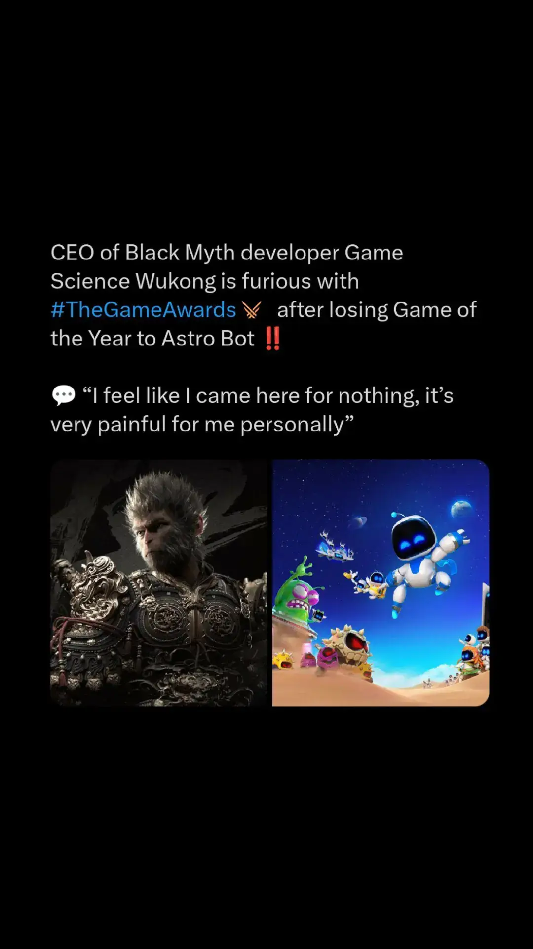 What do you think? AstroBot is an Advergame and we already knew that TGA is marketing. But maybe complaining is excessive #wukong #blackmythwukong #astro #playstation #gaming #GamingOnTikTok #games #videogames #tga #thegameawards 