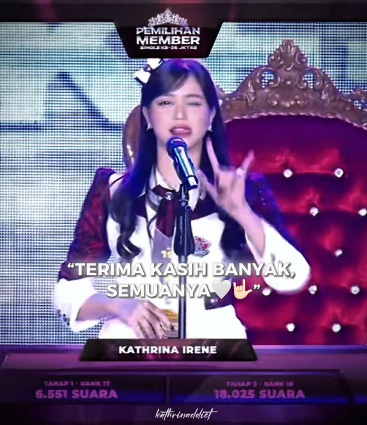 #kathrina ; YOU GOT IT! YOU DESERVE IT, KATHRINA IRENE!🥹😭🤍. dari pertama kali aku memutuskan untuk dukung kamu, sampai detik ini, aku gak pernah merasa nyesel sedikitpun. terima kasih sudah selalu membanggakan fans kamu. terima kasih sudah senantiasa jaga kepercayaan fans kamu juga, Kath. aku, KathTeam, dan semua Kathrina Oshi, bangga sama seluruh pencapaian kamu. semoga kedepannya akan semakin #MEROKET🚀, yaaa? LET’S FLY HIGHER, KATHRINA!🤟🏻✨. I love you to the Saturn and back, Foxie🪐🦊. I love you the most! #kathrinajkt48 #kathrinairene #jkt48 #kathrinaddict #kanaell @Kathrin🚀 