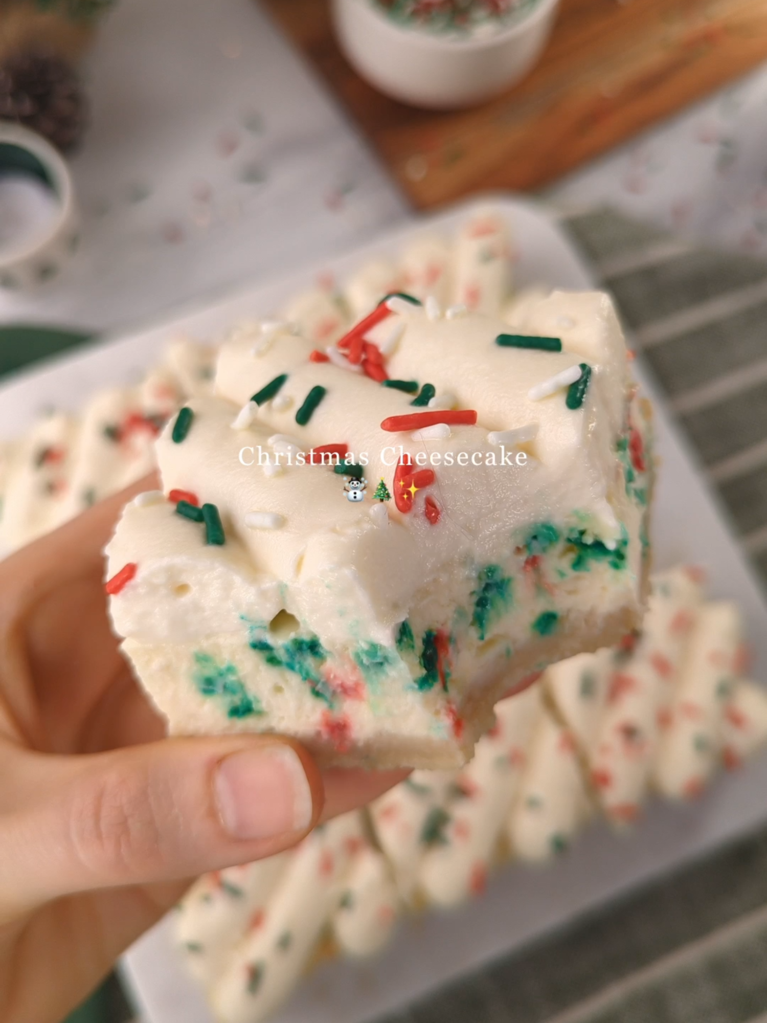 Do cheesecake bars count as Christmas cookies? 🎄🤍🤔 Find this recipe at birchberryco.com (link in bio)! Click the 