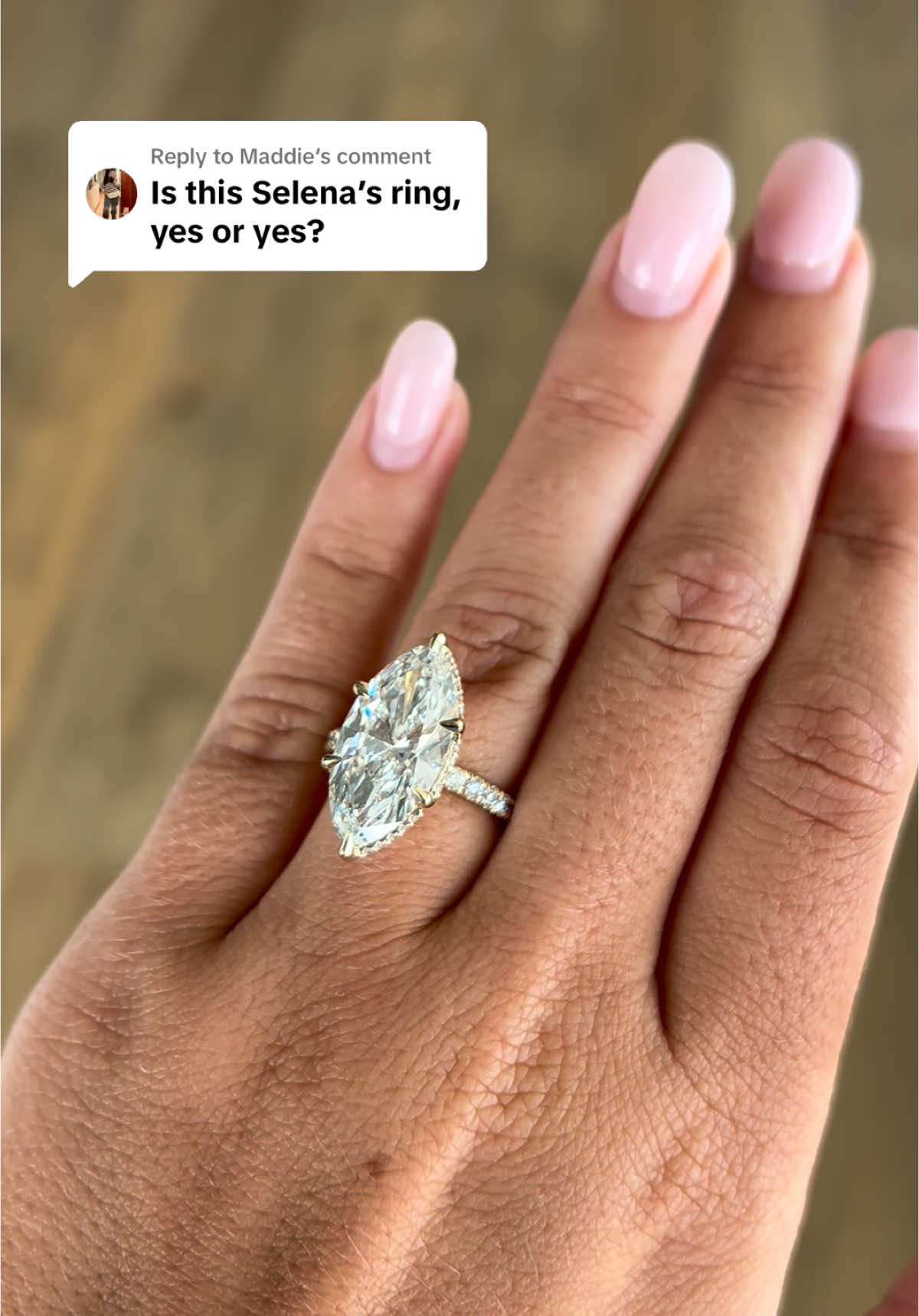 Replying to @Maddie Selena bringing marquise diamonds the attention they deserve #marquisediamond #engagementring #diamonds #ringinspo #jewelrytiktok #selenagomez #engaged 