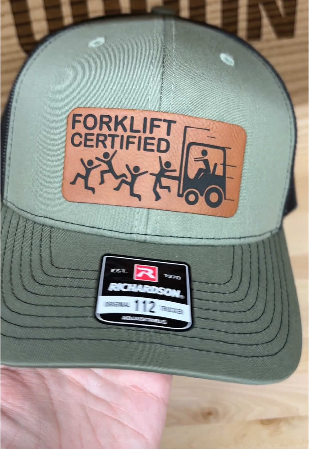 Grab one for yourself or your favorite forklift driver! Leatherette patches are custom laser engraved and permanently affixed using a heat press. Hats are popular Richardson 112 trucker style with adjustable SnapBack closure. We also carry Evolve ponytail hats, FlexFit, and Flat Bill. Check out our TikTok shop for more styles and designs!  #TikTokShop #hat #holidayshopping #forklift #forkliftoperator #forkliftcertified 