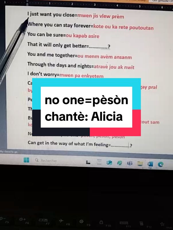 pèsòn#noone #Alicia #songs #learnenglish #@Teacher Dondley #@🇺🇸Ricardo’s English Class✅ 