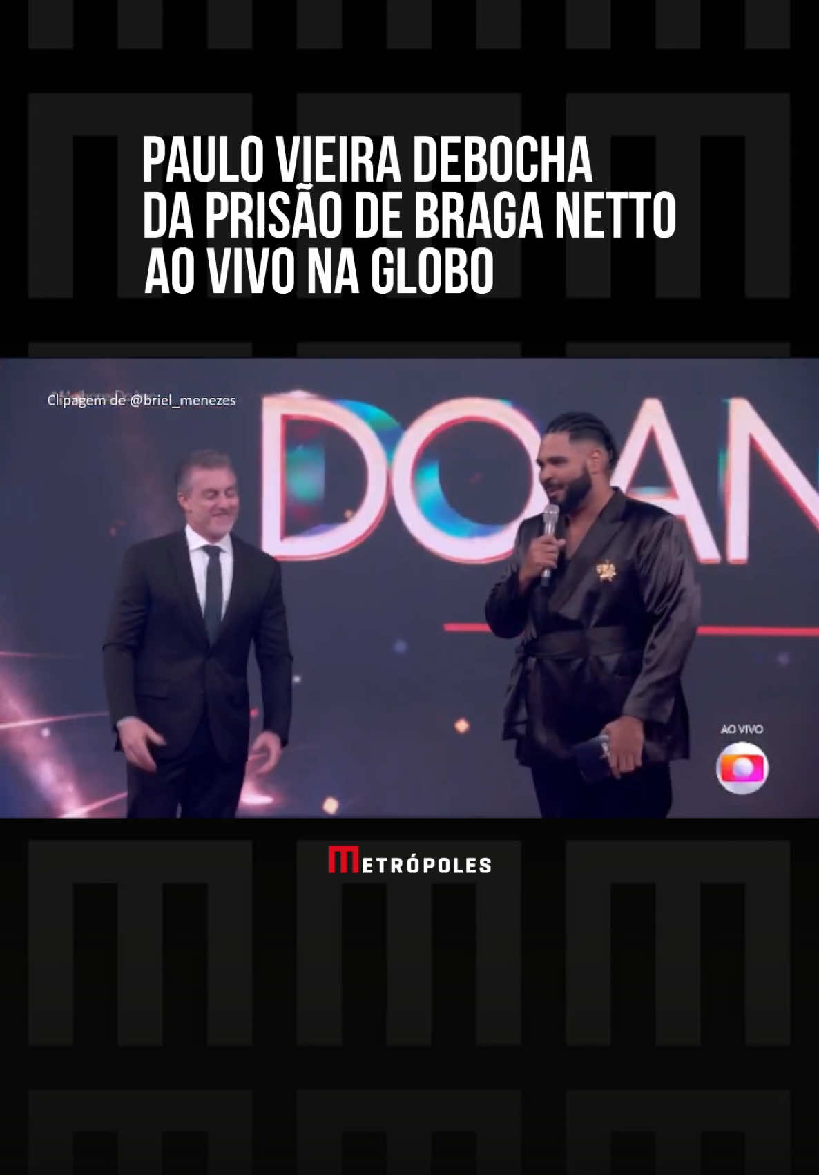 Paulo Vieira fez piada e debochou da #prisão do #general Braga Netto, ao vivo, durante a apresentação do Melhores do Ano, do #Domingão. Ao falar sobre o evento, que premia #artistas em diferentes categorias, o #comediante destacou o fato de Braga Netto ser o primeiro general quatro estrelas preso desde o período pós-ditadura, em 1964. “O Melhores do Ano, o programa com mais estrelas da TV Brasileira… Não que isso queira dizer alguma coisa, né? O general tinha quatro estrelas e foi preso do mesmo jeito”, disparou ele arrancando risada dos participantes. O apresentador Luciano Huck chegou a ficar sem graça. “Eu vou descer do palco”, disse ele brincando. Walter Souza Braga Netto, 64 anos, é o primeiro general quatro estrelas a ser preso no Brasil. Ele foi detido no sábado (14/12) pela Polícia Federal (PF), em Copacabana, Rio de Janeiro, acusado de envolvimento na trama golpista para impedir a posse de Luiz Inácio Lula da Silva (PT) e por tentar ter acesso a conteúdo sigiloso. O posto de general quatro estrelas é o mais alto da carreira militar brasileira. No Brasil, os generais são classificados por estrelas, que indicam o nível de responsabilidade e autoridade de cada oficial. O general quatro estrelas é responsável por decisões estratégicas, bem como pelo comando de grandes operações ou unidades militares em todo o território nacional. #Entretênews